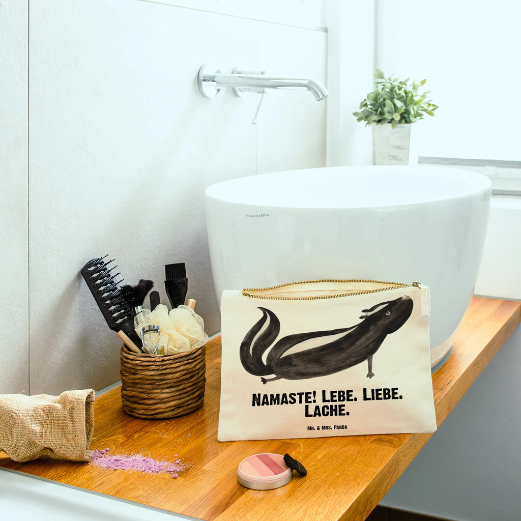 torebka na makijaż skunks Joga Schminktäschchen, Waschbeutel, pinsel tasche, beauty tasche, pencil case, Kosmetikbeutel, Etui, Schminkbeutel, Kulturbeutel, Stiftemäppchen, aufbewahrungstasche, Federmappe, Schminktasche, Mäppchen, Schlampermäppchen, utensilientasche, toiletry bag, Kulturtasche, Kosmetiktasche, aufbewahrungsbeutel, Waschtasche, beauty case, kosmetiktäschchen, Stinktier, Skunk, Stinki, Lache, Raubtier, Namaste, Wildtier, Stinker, Liebe, Lebe, Yoga