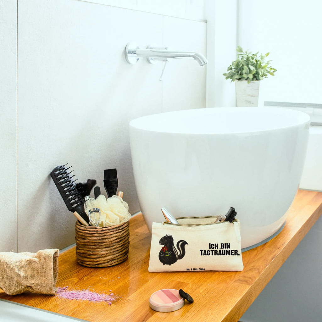 Make-up bag skunk flower Stiftemäppchen, beauty case, Kosmetiktasche, Federmappe, Etui, toiletry bag, Schminktasche, Kosmetikbeutel, beauty tasche, Waschbeutel, Schlampermäppchen, Mäppchen, aufbewahrungsbeutel, pencil case, pinsel tasche, Kulturbeutel, Kulturtasche, Waschtasche, utensilientasche, Schminktäschchen, kosmetiktäschchen, Schminkbeutel, aufbewahrungstasche, Stinktier, Skunk, Träume, Verträumt, Raubtier, Stinker, Wildtier, Tagträumer, Stinki, Dreams