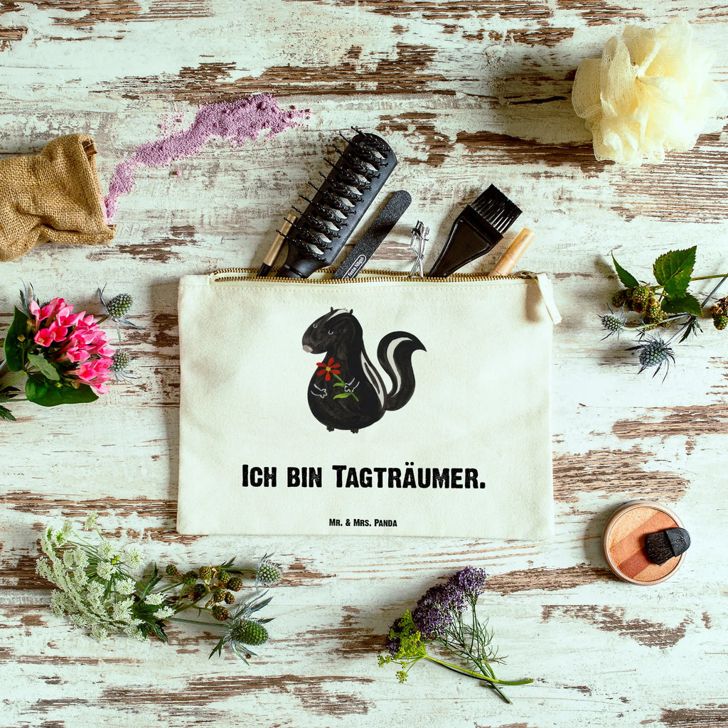 Make-up bag skunk flower Stiftemäppchen, beauty case, Kosmetiktasche, Federmappe, Etui, toiletry bag, Schminktasche, Kosmetikbeutel, beauty tasche, Waschbeutel, Schlampermäppchen, Mäppchen, aufbewahrungsbeutel, pencil case, pinsel tasche, Kulturbeutel, Kulturtasche, Waschtasche, utensilientasche, Schminktäschchen, kosmetiktäschchen, Schminkbeutel, aufbewahrungstasche, Stinktier, Skunk, Träume, Verträumt, Raubtier, Stinker, Wildtier, Tagträumer, Stinki, Dreams