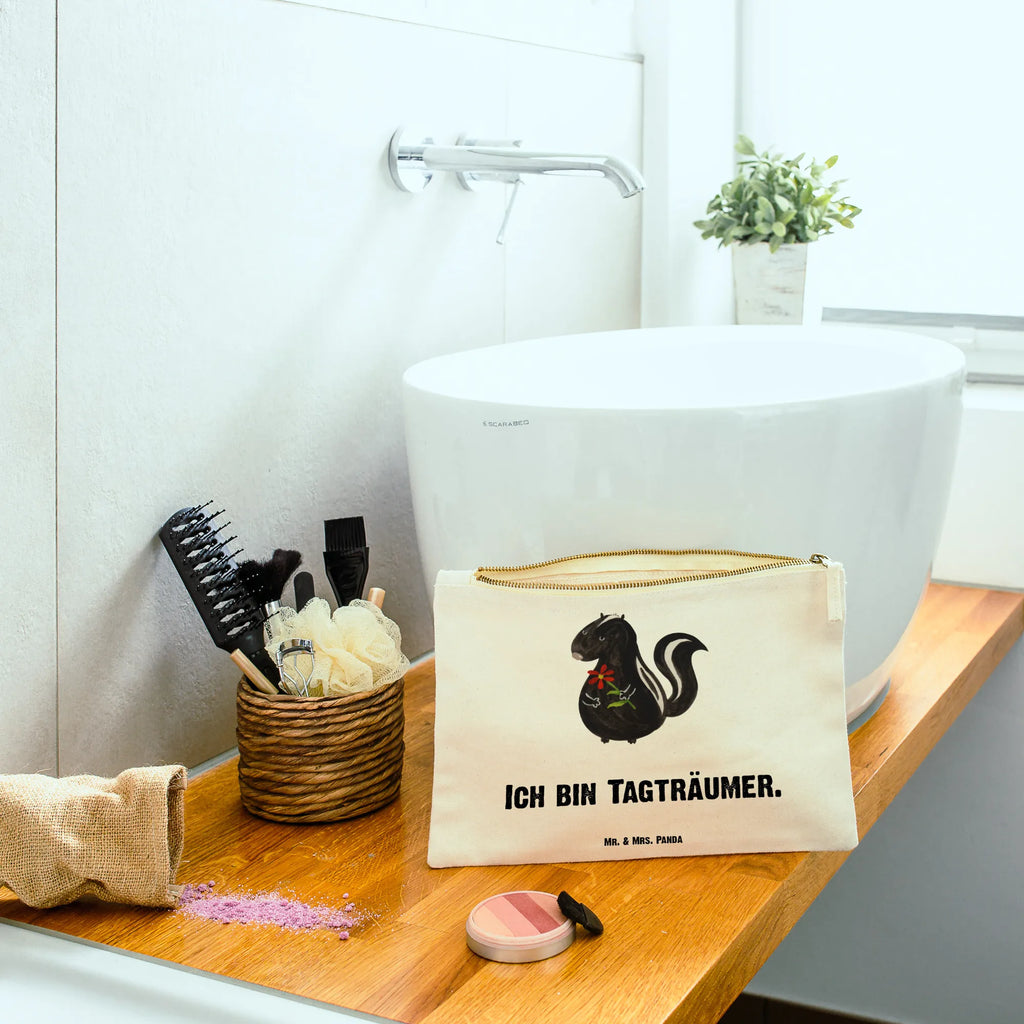 Make-up bag skunk flower Stiftemäppchen, beauty case, Kosmetiktasche, Federmappe, Etui, toiletry bag, Schminktasche, Kosmetikbeutel, beauty tasche, Waschbeutel, Schlampermäppchen, Mäppchen, aufbewahrungsbeutel, pencil case, pinsel tasche, Kulturbeutel, Kulturtasche, Waschtasche, utensilientasche, Schminktäschchen, kosmetiktäschchen, Schminkbeutel, aufbewahrungstasche, Stinktier, Skunk, Träume, Verträumt, Raubtier, Stinker, Wildtier, Tagträumer, Stinki, Dreams