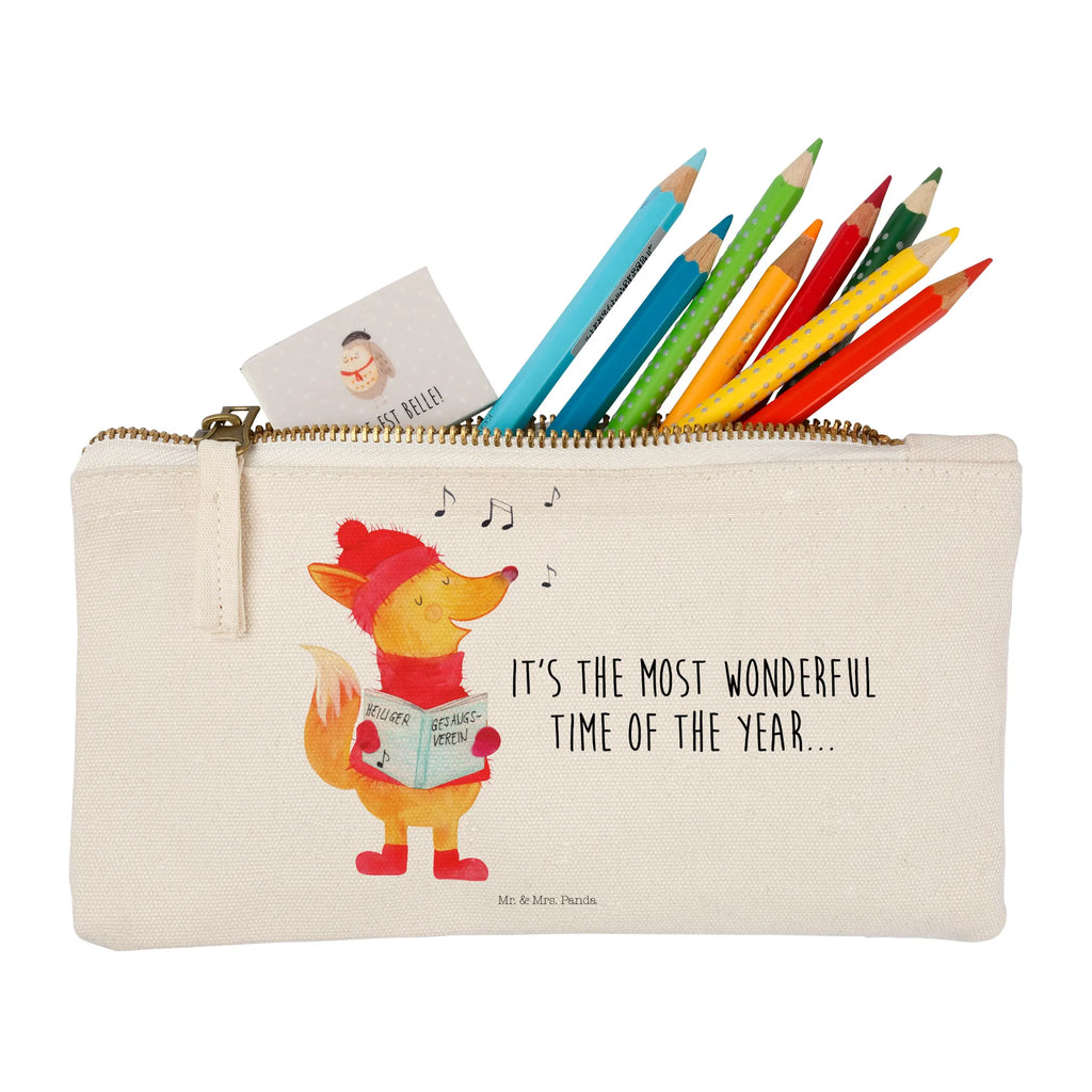 torebka na makijaż lis Śpiewak beauty case, Mäppchen, Kulturbeutel, pencil case, Schminkbeutel, kosmetiktäschchen, Stiftemäppchen, Federmappe, Schminktasche, beauty tasche, aufbewahrungstasche, Waschbeutel, Waschtasche, Schlampermäppchen, aufbewahrungsbeutel, Kosmetikbeutel, Kulturtasche, toiletry bag, pinsel tasche, Kosmetiktasche, utensilientasche, Etui, Schminktäschchen, Heiligabend, Wintermotiv, Nikolaus, Weihnachtsdeko, Advent, Winter, Weihnachten, Sänger, Geschenk Sänger, Fuchs, Füchse, Singen, Weihnachtslieder