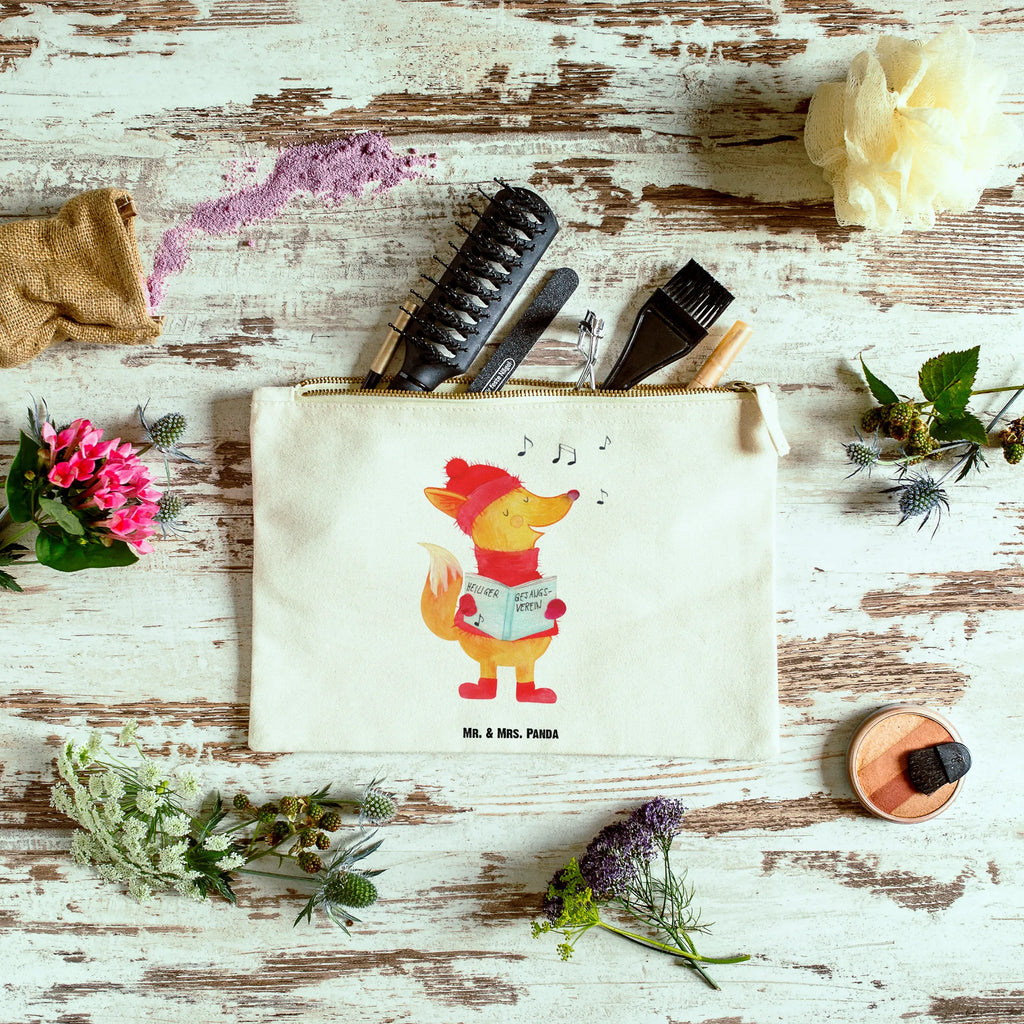 torebka na makijaż lis Śpiewak beauty case, Mäppchen, Kulturbeutel, pencil case, Schminkbeutel, kosmetiktäschchen, Stiftemäppchen, Federmappe, Schminktasche, beauty tasche, aufbewahrungstasche, Waschbeutel, Waschtasche, Schlampermäppchen, aufbewahrungsbeutel, Kosmetikbeutel, Kulturtasche, toiletry bag, pinsel tasche, Kosmetiktasche, utensilientasche, Etui, Schminktäschchen, Heiligabend, Wintermotiv, Nikolaus, Weihnachtsdeko, Advent, Winter, Weihnachten, Sänger, Geschenk Sänger, Fuchs, Füchse, Singen, Weihnachtslieder