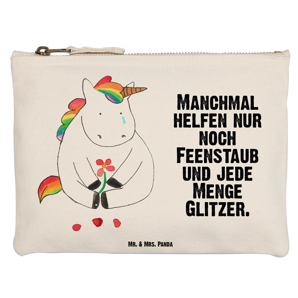 Make-up bag unicorn Sad Stiftemäppchen, pinsel tasche, Kosmetiktasche, toiletry bag, Schminkbeutel, Mäppchen, Schminktasche, Etui, Schlampermäppchen, Kosmetikbeutel, Federmappe, Schminktäschchen, aufbewahrungstasche, pencil case, Kulturbeutel, utensilientasche, beauty case, Waschbeutel, kosmetiktäschchen, aufbewahrungsbeutel, beauty tasche, Waschtasche, Kulturtasche, Einhörner, Unicorn, Einhorn, Einhorn Deko, Grußkarte, Trösten. Freundschaft, Trauer, Freunde, Liebe, Blume, Glitzer
