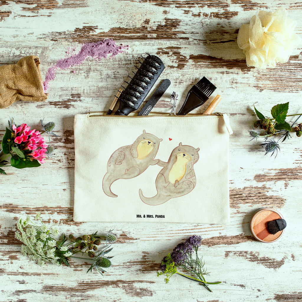 Make-up bag otter holding hands otter, marten, sea otter, European otter, water mammal, aquatic animal, baby otter, predator, water, otter gifts, animal lover, gift ideas for animal lovers, animal, mammal, water animal, gifts for people in love, Otter Sea Otter Lake Otter