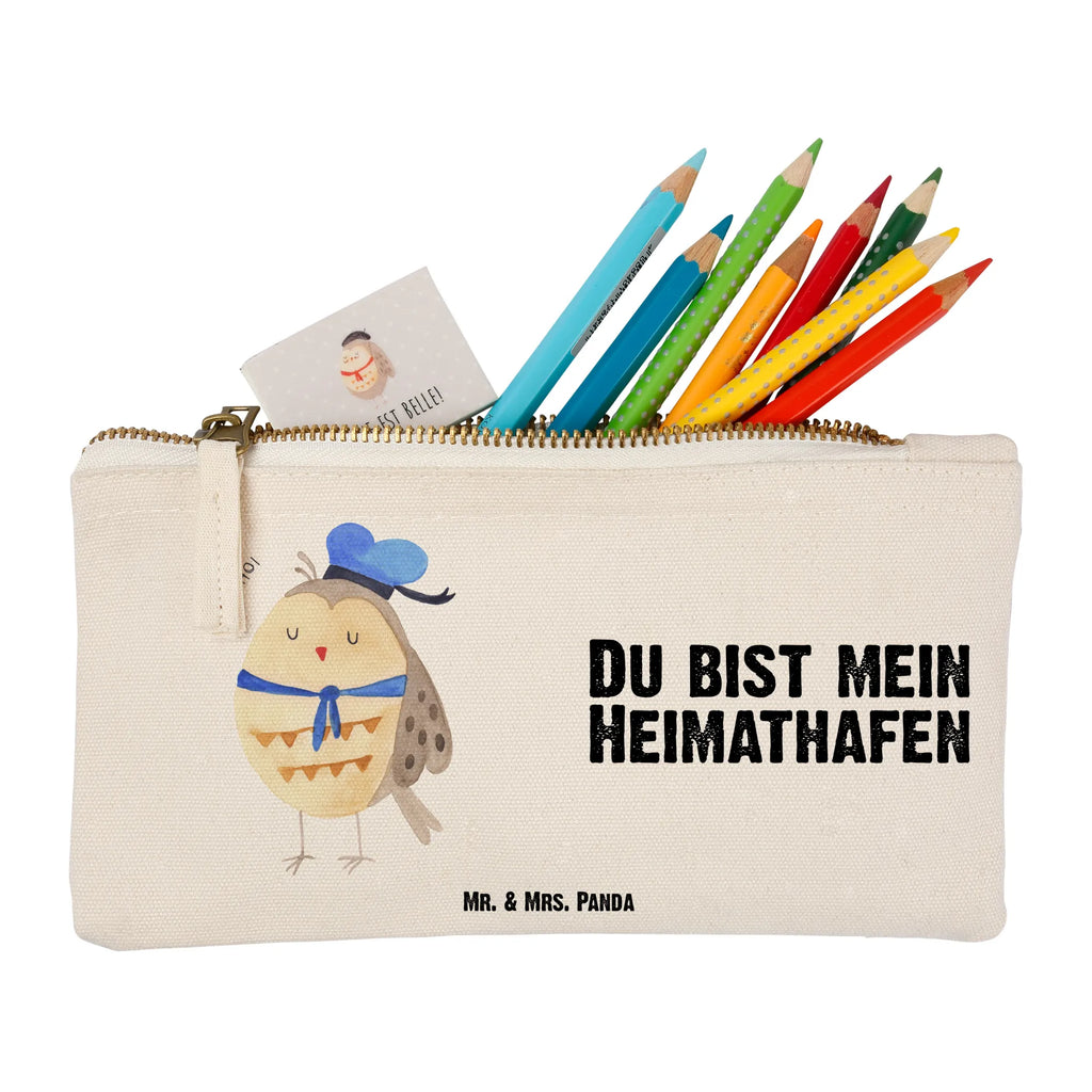 Schminktasche Eule Matrose Schlampermäppchen, Kosmetikbeutel, Schminkbeutel, aufbewahrungsbeutel, utensilientasche, Stiftemäppchen, Mäppchen, beauty tasche, Etui, Waschbeutel, Schminktasche, Federmappe, aufbewahrungstasche, toiletry bag, Kulturbeutel, kosmetiktäschchen, Schminktäschchen, Kosmetiktasche, Kulturtasche, pencil case, pinsel tasche, Waschtasche, beauty case, Eule, Wortspiel Lustig, Eule Deko, Matrose, Owl, Ehe, Hochzeitstag Geschenk, Eule Spruch, Heimathafen, Freundin, Seefahrer