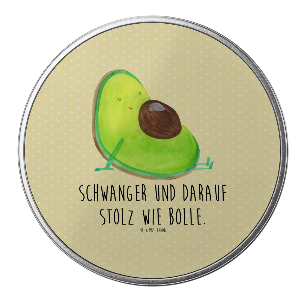 Round tin avocado pregnancy gift box, tin, storage, tin can, storage tin, cookie tin, avocado, vegetables, pregnancy, baby shower, Avocado, pregnant