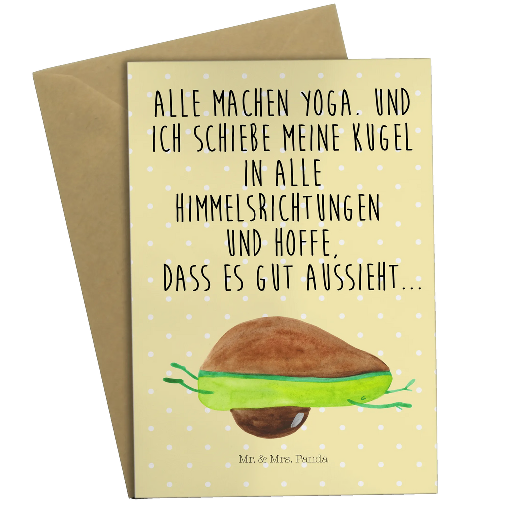 Greetings card avocado yoga Hochzeitskarte, Grußkarte, Ansichtskarten, Einladungskarte, Glückwunschkarte, Karte, Klappkarte, Geburtstagskarte, Avocado, Veggie, Vegan, Gesund, Avocado Yoga Vegan