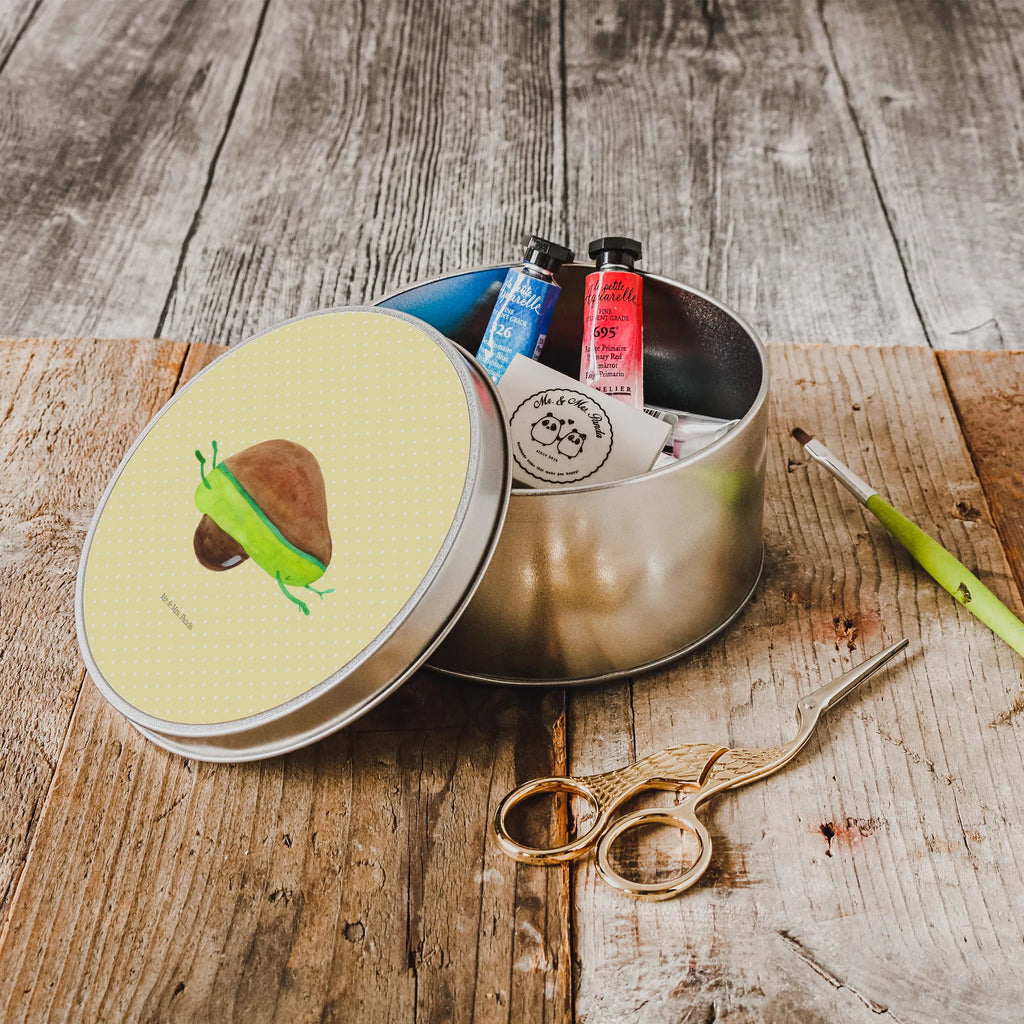 Round tin avocado yoga tin can, tin, storage tin, gift box, cookie tin, storage, avocado, vegetables