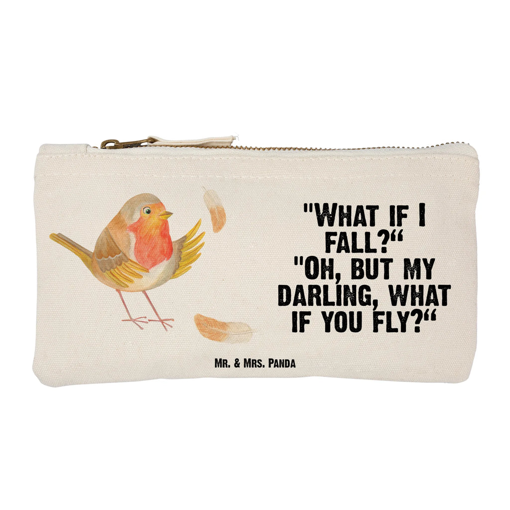 Make-up bag robin feathers small animals, cute, funny, cute animal motives, hand drawn, small world, funny sayings, good mood, happy, gifts, gift ideas, special gifts, animal lover, card, motivation pictures, robin, motivation slogans, What if i fall, bird, flying, slogan courage, slogan motivation