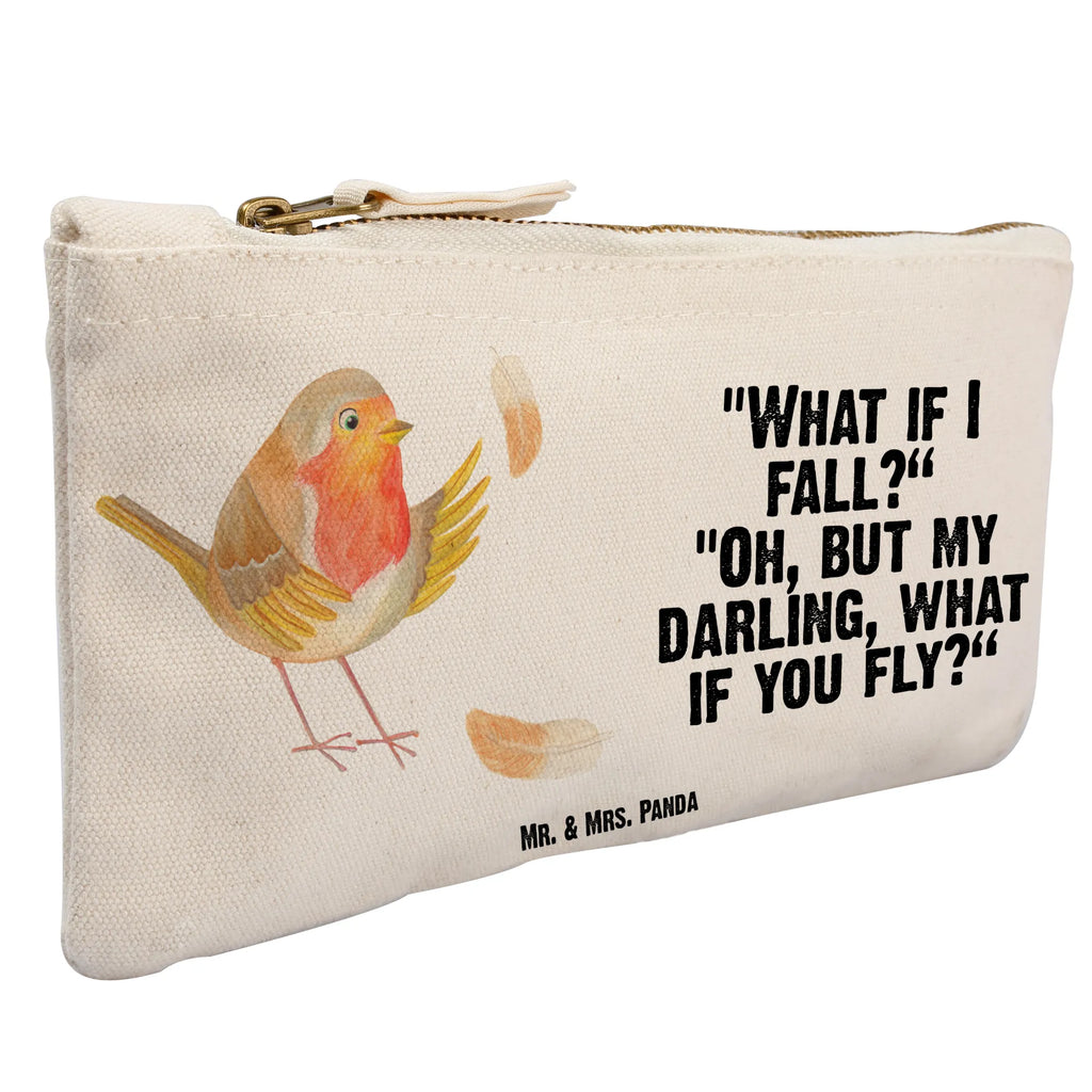 Make-up bag robin feathers small animals, cute, funny, cute animal motives, hand drawn, small world, funny sayings, good mood, happy, gifts, gift ideas, special gifts, animal lover, card, motivation pictures, robin, motivation slogans, What if i fall, bird, flying, slogan courage, slogan motivation
