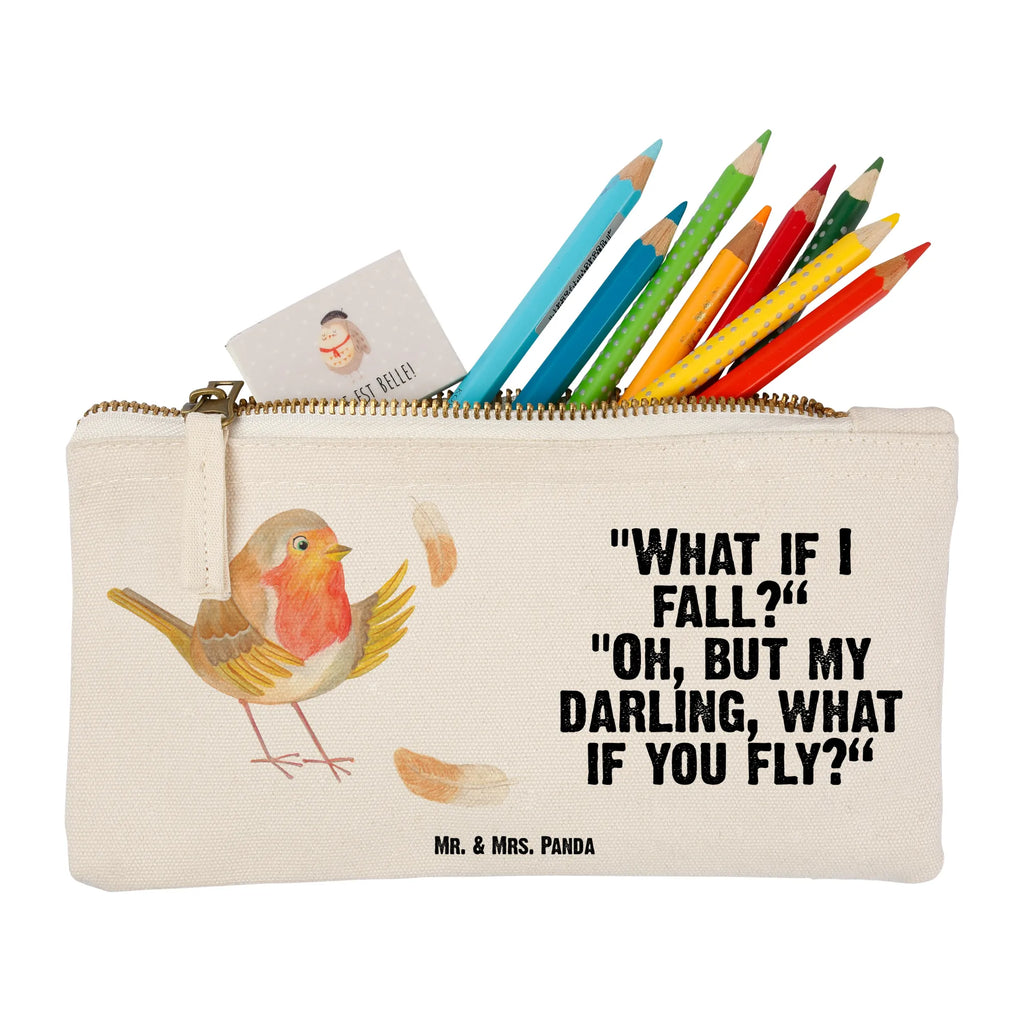 Make-up bag robin feathers small animals, cute, funny, cute animal motives, hand drawn, small world, funny sayings, good mood, happy, gifts, gift ideas, special gifts, animal lover, card, motivation pictures, robin, motivation slogans, What if i fall, bird, flying, slogan courage, slogan motivation