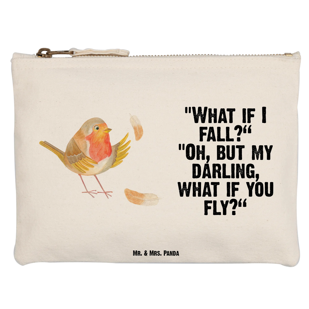 Make-up bag robin feathers small animals, cute, funny, cute animal motives, hand drawn, small world, funny sayings, good mood, happy, gifts, gift ideas, special gifts, animal lover, card, motivation pictures, robin, motivation slogans, What if i fall, bird, flying, slogan courage, slogan motivation