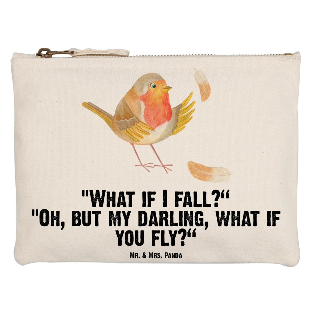 Make-up bag robin feathers small animals, cute, funny, cute animal motives, hand drawn, small world, funny sayings, good mood, happy, gifts, gift ideas, special gifts, animal lover, card, motivation pictures, robin, motivation slogans, What if i fall, bird, flying, slogan courage, slogan motivation