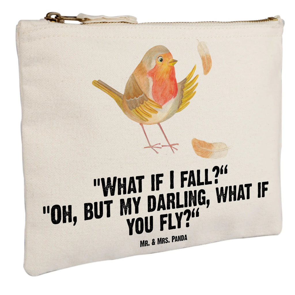 Make-up bag robin feathers small animals, cute, funny, cute animal motives, hand drawn, small world, funny sayings, good mood, happy, gifts, gift ideas, special gifts, animal lover, card, motivation pictures, robin, motivation slogans, What if i fall, bird, flying, slogan courage, slogan motivation
