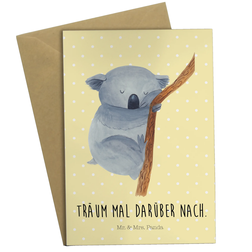 Greetings card koala dankeskarten, Motivkarte, Glückwunschkarte, Grußkarte, glückwunschkarten, firmungskarte, Beileidskarte, babykarte, Grußkarten, osterkarten, weihnachtskarten, genesungskarte, hochzeitskarten, jubiläumskarte, Klappkarte, spruchkarte, vatertagskarte, valentinstagskarte, osterkarte, kommunionskarte, neujahrskarte, abiturkarte, einladungskarten, Gute Laune, Tiermotive, Tiere, Lustige Sprüche, schlafen, Traum, Schlafzimmer, Koala, Bär, Träumen, Koalabär, Traumland