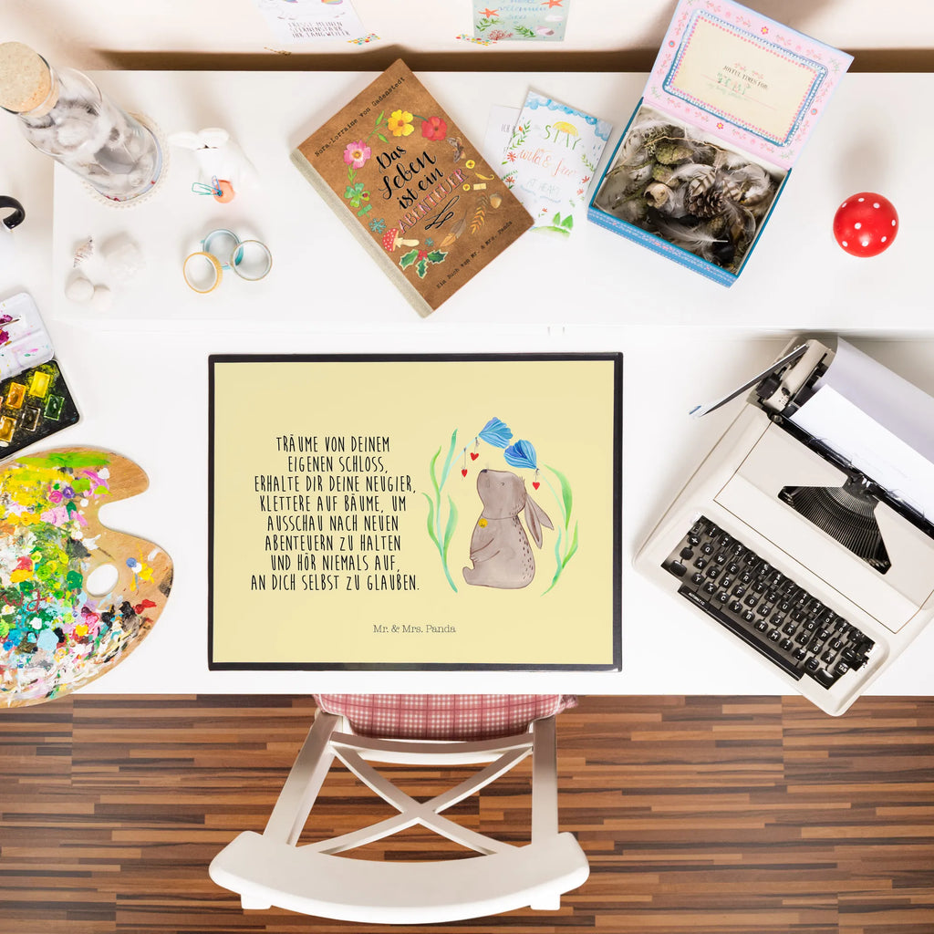 Desk pad Hare flower children, Desk pad, girl, office, underlay, desk, Easter, Easter bunny, Bunny, hope, birthday, child's birthday, birth, pregnancy, rabbit, dreams, first child, baptism, christening gift, child