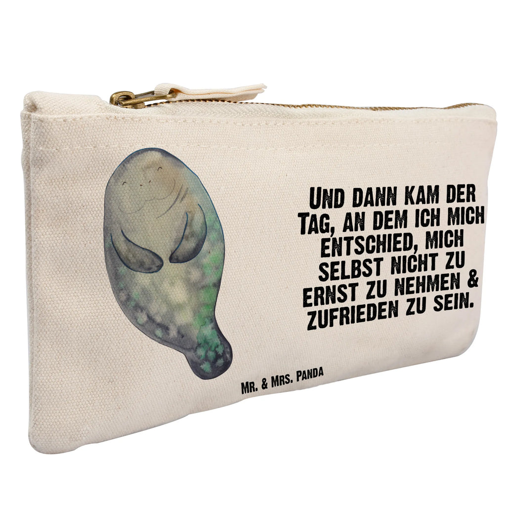 Make-up bag manatee happy Schminktäschchen, Mäppchen, Kosmetikbeutel, Schminkbeutel, Schminktasche, pencil case, Etui, aufbewahrungstasche, beauty tasche, utensilientasche, Waschbeutel, Kulturtasche, aufbewahrungsbeutel, toiletry bag, Waschtasche, Kulturbeutel, Kosmetiktasche, Schlampermäppchen, Stiftemäppchen, Federmappe, pinsel tasche, kosmetiktäschchen, beauty case, Urlaub, Meer, Meerestiere, Seekühe, Respekt, Freundin, Seekuh, Neustart, Zufrieden, Neuanfang, Achtsamkeit, Selbstliebe, Liebeskummer