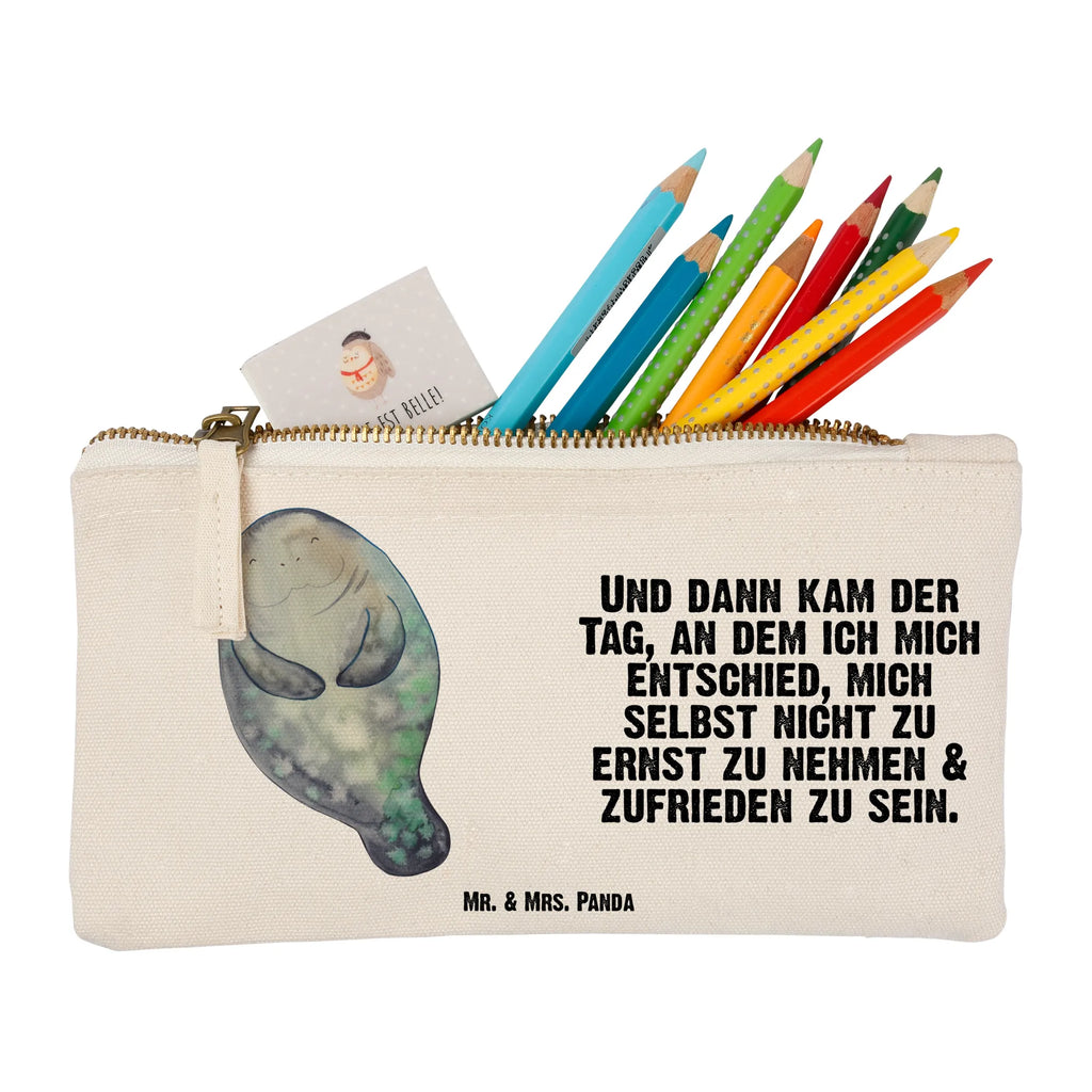 Make-up bag manatee happy Schminktäschchen, Mäppchen, Kosmetikbeutel, Schminkbeutel, Schminktasche, pencil case, Etui, aufbewahrungstasche, beauty tasche, utensilientasche, Waschbeutel, Kulturtasche, aufbewahrungsbeutel, toiletry bag, Waschtasche, Kulturbeutel, Kosmetiktasche, Schlampermäppchen, Stiftemäppchen, Federmappe, pinsel tasche, kosmetiktäschchen, beauty case, Urlaub, Meer, Meerestiere, Seekühe, Respekt, Freundin, Seekuh, Neustart, Zufrieden, Neuanfang, Achtsamkeit, Selbstliebe, Liebeskummer