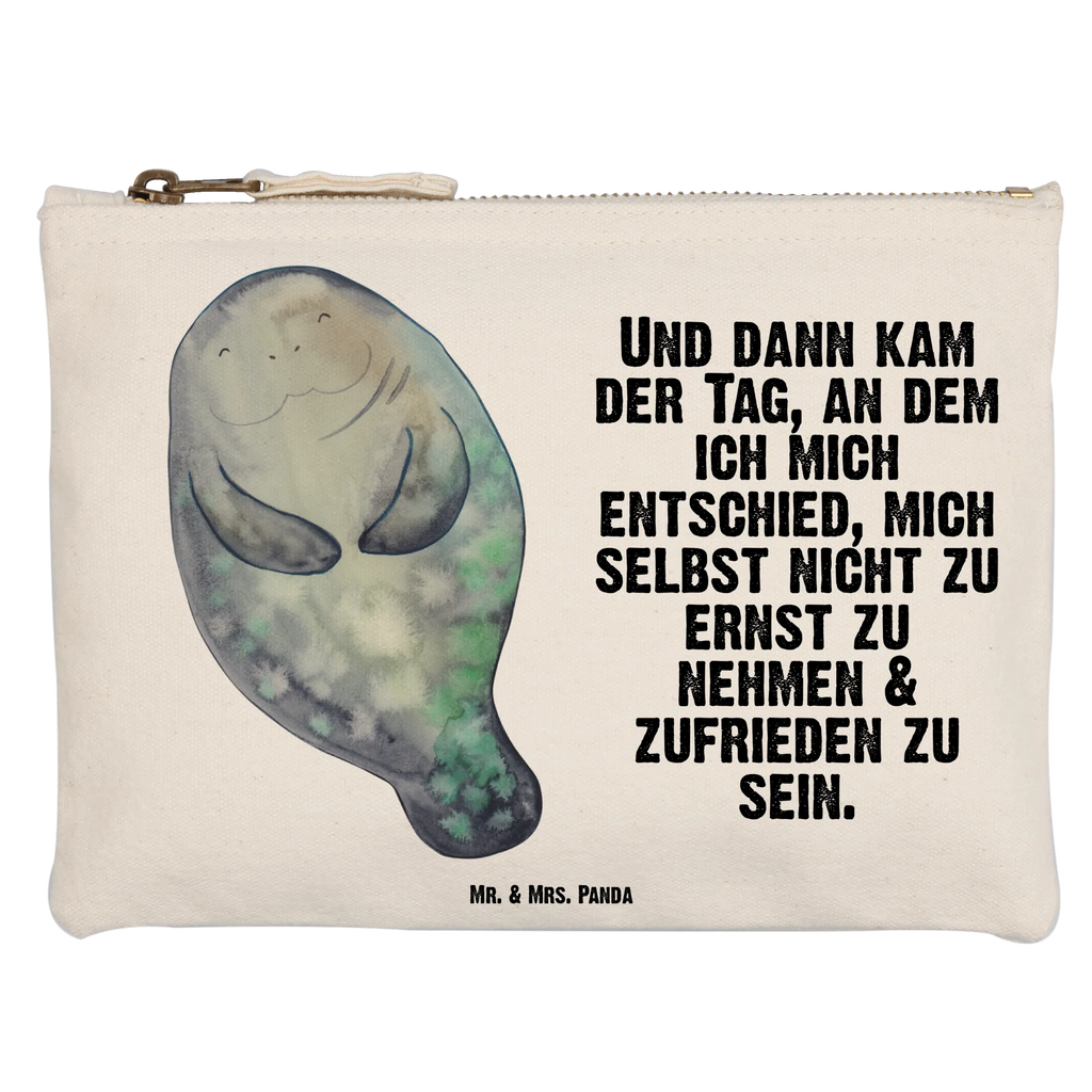 Make-up bag manatee happy Schminktäschchen, Mäppchen, Kosmetikbeutel, Schminkbeutel, Schminktasche, pencil case, Etui, aufbewahrungstasche, beauty tasche, utensilientasche, Waschbeutel, Kulturtasche, aufbewahrungsbeutel, toiletry bag, Waschtasche, Kulturbeutel, Kosmetiktasche, Schlampermäppchen, Stiftemäppchen, Federmappe, pinsel tasche, kosmetiktäschchen, beauty case, Urlaub, Meer, Meerestiere, Seekühe, Respekt, Freundin, Seekuh, Neustart, Zufrieden, Neuanfang, Achtsamkeit, Selbstliebe, Liebeskummer