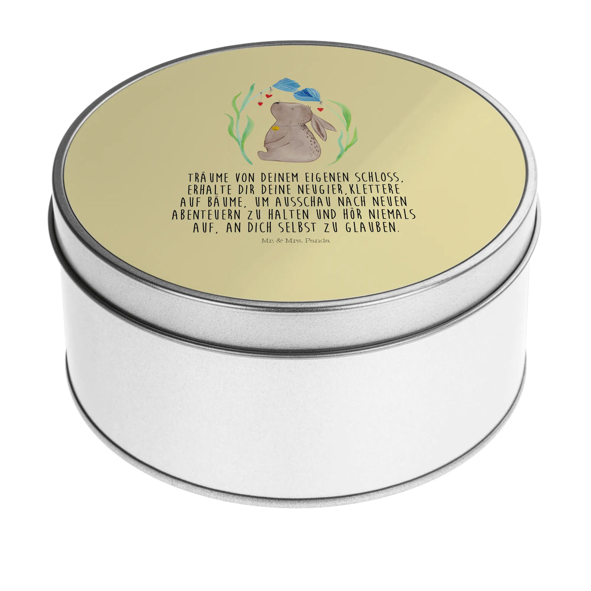 Round tin Hare flower Easter bunny, hope, pregnancy, Bunny, first child, child's birthday, baptism, rabbit, christening gift, birth, birthday, child