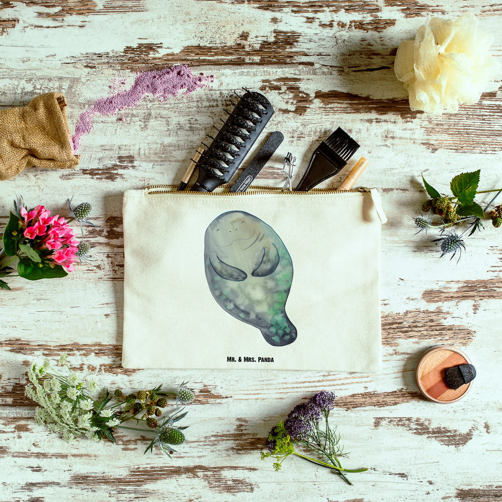 Make-up bag manatee happy Schminktäschchen, Mäppchen, Kosmetikbeutel, Schminkbeutel, Schminktasche, pencil case, Etui, aufbewahrungstasche, beauty tasche, utensilientasche, Waschbeutel, Kulturtasche, aufbewahrungsbeutel, toiletry bag, Waschtasche, Kulturbeutel, Kosmetiktasche, Schlampermäppchen, Stiftemäppchen, Federmappe, pinsel tasche, kosmetiktäschchen, beauty case, Urlaub, Meer, Meerestiere, Seekühe, Respekt, Freundin, Seekuh, Neustart, Zufrieden, Neuanfang, Achtsamkeit, Selbstliebe, Liebeskummer