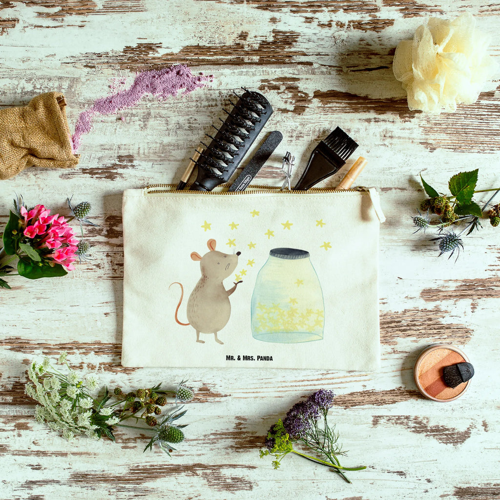 Make-up bag Mouse Stars small animals, cute, funny, cute animal motives, hand drawn, small world, funny sayings, good mood, happy, gifts, gift ideas, special gifts, animal lover, card, child, hope, dreams, birthday, baptism gift, birth, child birthday, pregnancy, wish, Mouse, baptism, first child, stars