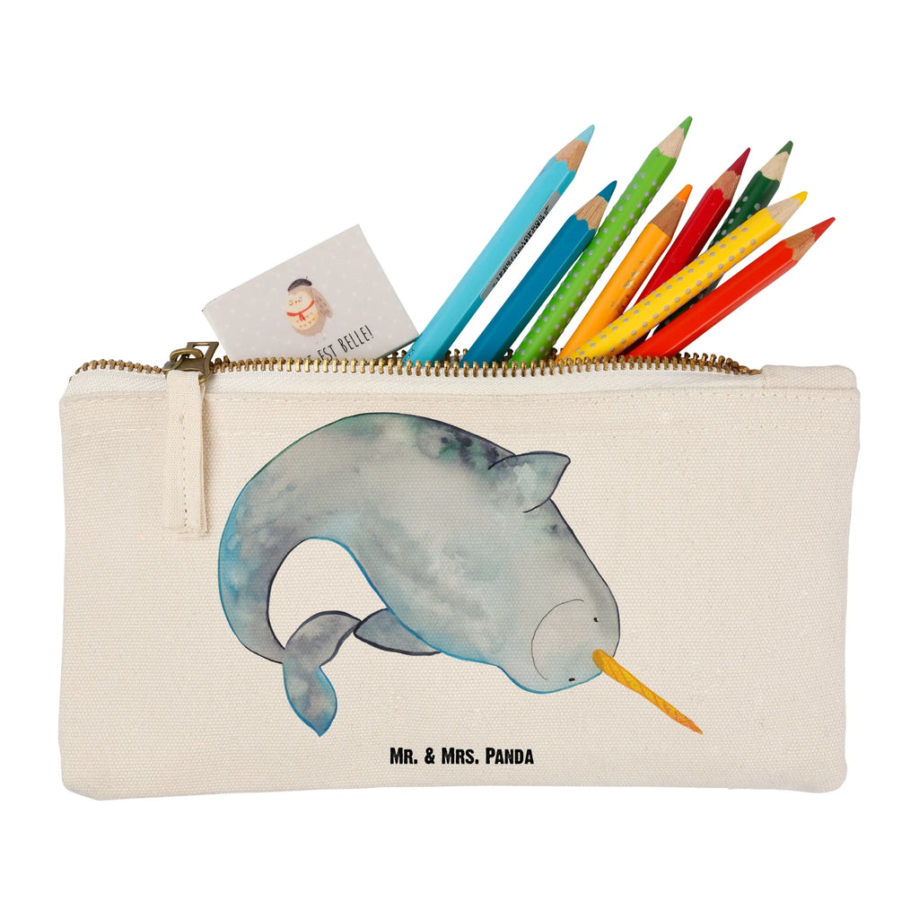 Schminktasche Narwal Kulturtasche, Schminkbeutel, Schminktäschchen, Kulturbeutel, pinsel tasche, aufbewahrungsbeutel, Kosmetiktasche, Schminktasche, Schlampermäppchen, pencil case, Waschbeutel, toiletry bag, utensilientasche, Federmappe, beauty case, Stiftemäppchen, Etui, aufbewahrungstasche, Mäppchen, beauty tasche, Waschtasche, Kosmetikbeutel, kosmetiktäschchen, Meerestiere, Urlaub, Meer, Hausfrau, Wal, Putzen, Aufräumen, Kinderzimmer, Narwal, Junggesellin
