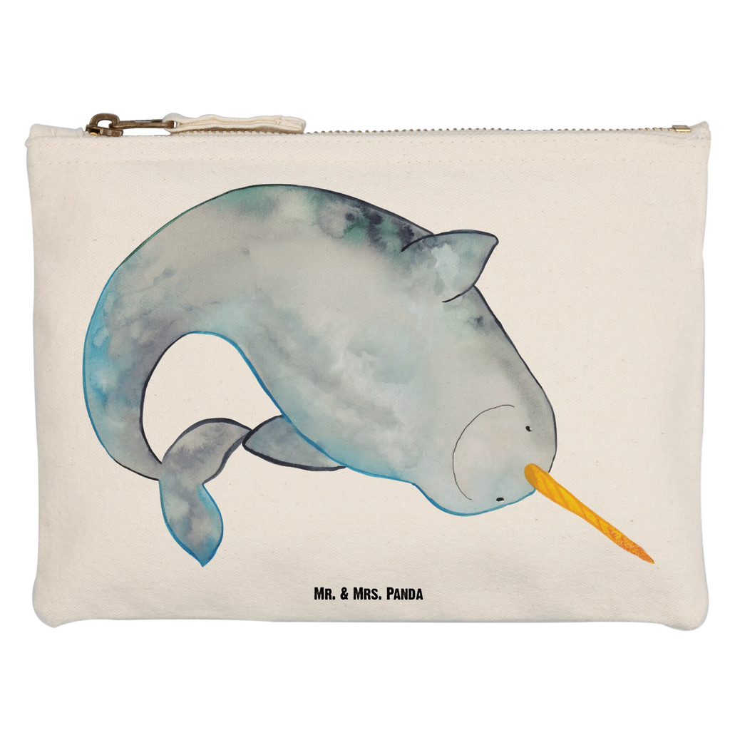 Schminktasche Narwal Kulturtasche, Schminkbeutel, Schminktäschchen, Kulturbeutel, pinsel tasche, aufbewahrungsbeutel, Kosmetiktasche, Schminktasche, Schlampermäppchen, pencil case, Waschbeutel, toiletry bag, utensilientasche, Federmappe, beauty case, Stiftemäppchen, Etui, aufbewahrungstasche, Mäppchen, beauty tasche, Waschtasche, Kosmetikbeutel, kosmetiktäschchen, Meerestiere, Urlaub, Meer, Hausfrau, Wal, Putzen, Aufräumen, Kinderzimmer, Narwal, Junggesellin