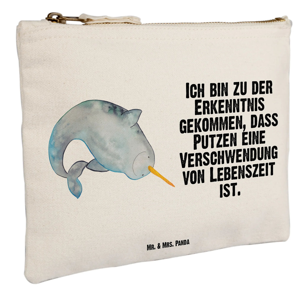 Schminktasche Narwal Kulturtasche, Schminkbeutel, Schminktäschchen, Kulturbeutel, pinsel tasche, aufbewahrungsbeutel, Kosmetiktasche, Schminktasche, Schlampermäppchen, pencil case, Waschbeutel, toiletry bag, utensilientasche, Federmappe, beauty case, Stiftemäppchen, Etui, aufbewahrungstasche, Mäppchen, beauty tasche, Waschtasche, Kosmetikbeutel, kosmetiktäschchen, Meerestiere, Urlaub, Meer, Hausfrau, Wal, Putzen, Aufräumen, Kinderzimmer, Narwal, Junggesellin