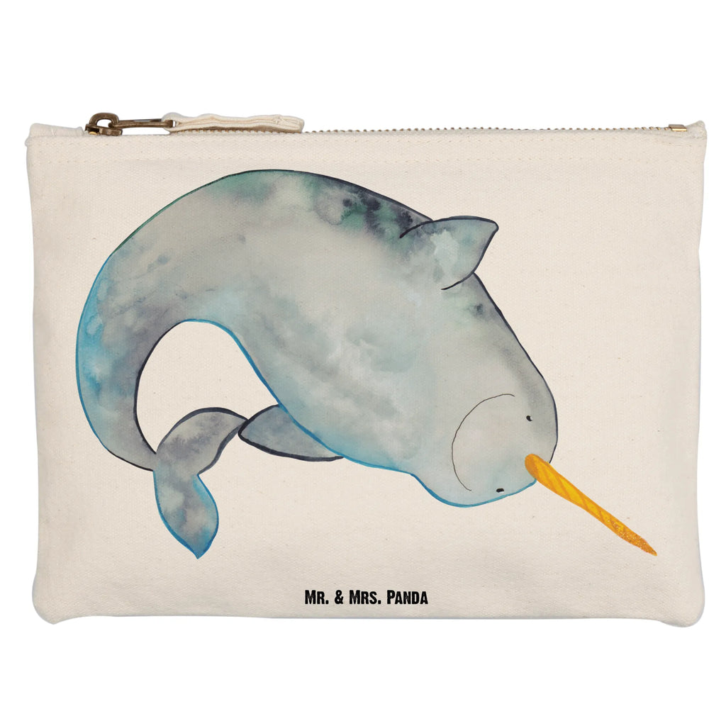 Schminktasche Narwal Kulturtasche, Schminkbeutel, Schminktäschchen, Kulturbeutel, pinsel tasche, aufbewahrungsbeutel, Kosmetiktasche, Schminktasche, Schlampermäppchen, pencil case, Waschbeutel, toiletry bag, utensilientasche, Federmappe, beauty case, Stiftemäppchen, Etui, aufbewahrungstasche, Mäppchen, beauty tasche, Waschtasche, Kosmetikbeutel, kosmetiktäschchen, Meerestiere, Urlaub, Meer, Hausfrau, Wal, Putzen, Aufräumen, Kinderzimmer, Narwal, Junggesellin