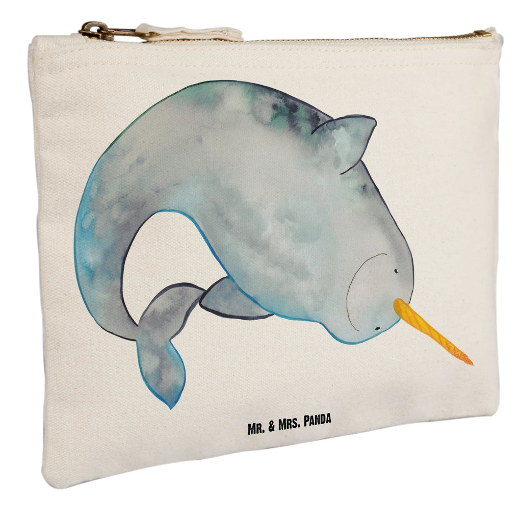Schminktasche Narwal Kulturtasche, Schminkbeutel, Schminktäschchen, Kulturbeutel, pinsel tasche, aufbewahrungsbeutel, Kosmetiktasche, Schminktasche, Schlampermäppchen, pencil case, Waschbeutel, toiletry bag, utensilientasche, Federmappe, beauty case, Stiftemäppchen, Etui, aufbewahrungstasche, Mäppchen, beauty tasche, Waschtasche, Kosmetikbeutel, kosmetiktäschchen, Meerestiere, Urlaub, Meer, Hausfrau, Wal, Putzen, Aufräumen, Kinderzimmer, Narwal, Junggesellin