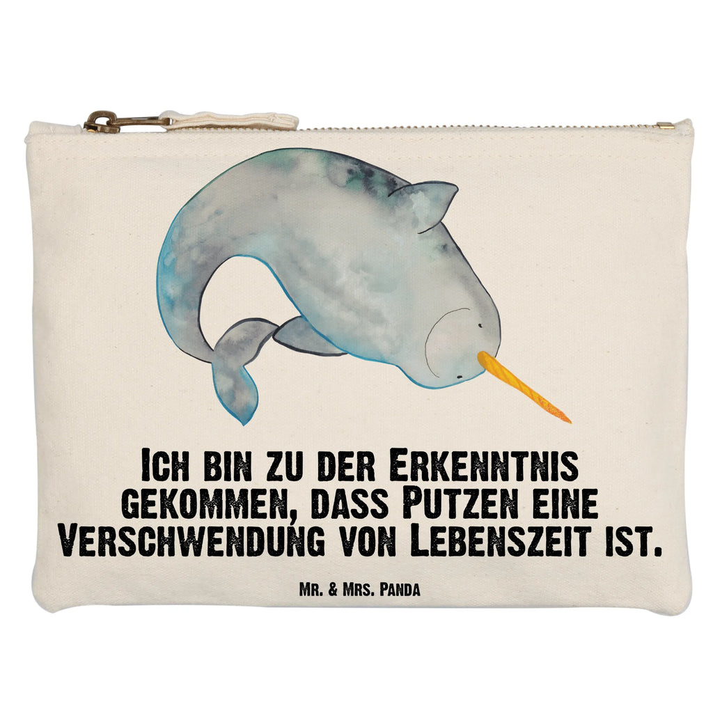 Schminktasche Narwal Kulturtasche, Schminkbeutel, Schminktäschchen, Kulturbeutel, pinsel tasche, aufbewahrungsbeutel, Kosmetiktasche, Schminktasche, Schlampermäppchen, pencil case, Waschbeutel, toiletry bag, utensilientasche, Federmappe, beauty case, Stiftemäppchen, Etui, aufbewahrungstasche, Mäppchen, beauty tasche, Waschtasche, Kosmetikbeutel, kosmetiktäschchen, Meerestiere, Urlaub, Meer, Hausfrau, Wal, Putzen, Aufräumen, Kinderzimmer, Narwal, Junggesellin