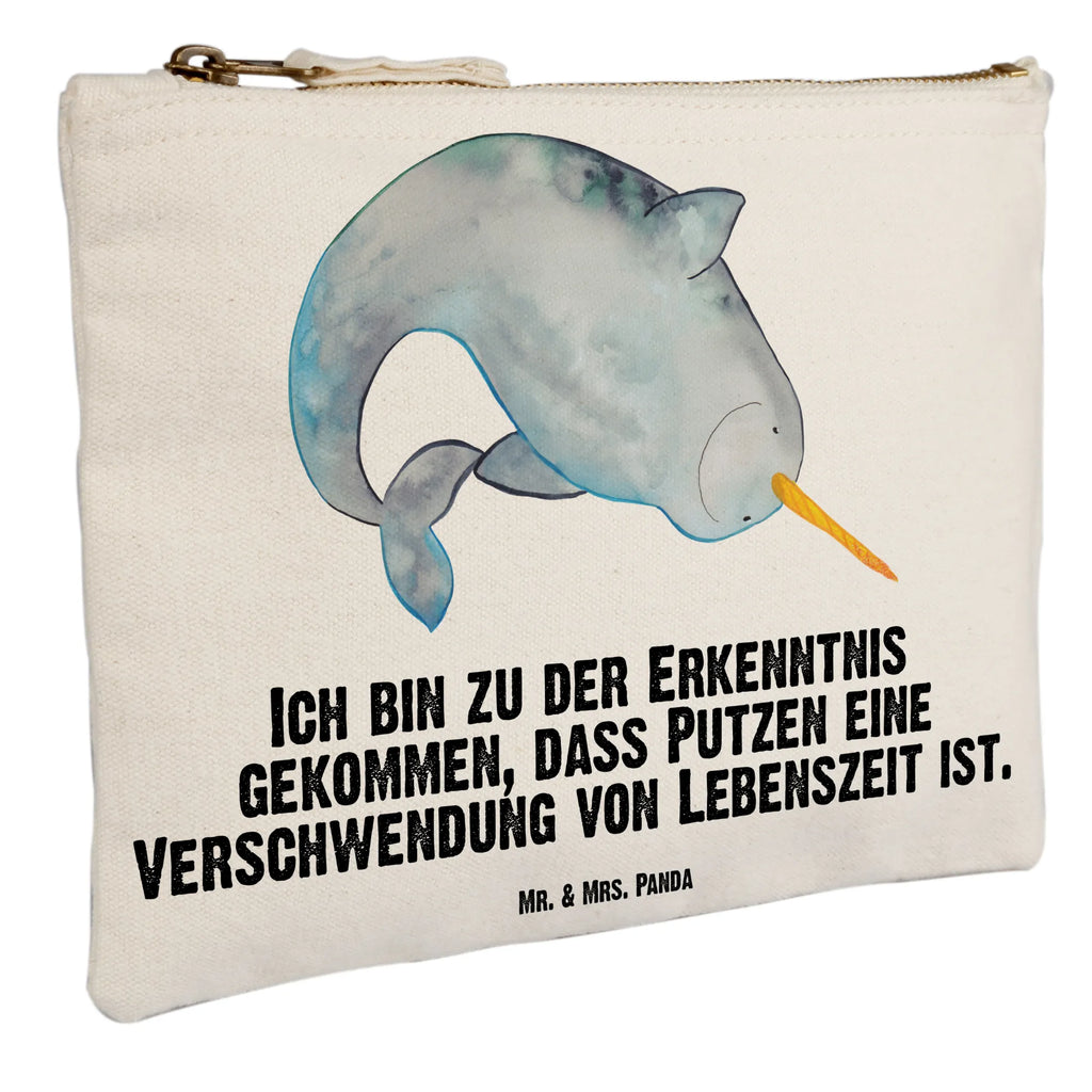 Schminktasche Narwal Kulturtasche, Schminkbeutel, Schminktäschchen, Kulturbeutel, pinsel tasche, aufbewahrungsbeutel, Kosmetiktasche, Schminktasche, Schlampermäppchen, pencil case, Waschbeutel, toiletry bag, utensilientasche, Federmappe, beauty case, Stiftemäppchen, Etui, aufbewahrungstasche, Mäppchen, beauty tasche, Waschtasche, Kosmetikbeutel, kosmetiktäschchen, Meerestiere, Urlaub, Meer, Hausfrau, Wal, Putzen, Aufräumen, Kinderzimmer, Narwal, Junggesellin