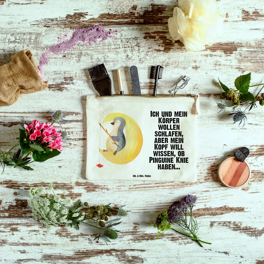 Make-up bag Penguin moon Kosmetiktasche, pencil case, aufbewahrungsbeutel, toiletry bag, Schminktäschchen, Schminkbeutel, Schlampermäppchen, kosmetiktäschchen, utensilientasche, aufbewahrungstasche, Federmappe, Kosmetikbeutel, Etui, Kulturtasche, Waschtasche, beauty tasche, beauty case, Mäppchen, Stiftemäppchen, Schminktasche, pinsel tasche, Waschbeutel, Kulturbeutel, Pinguin, Pinguine, Spruch, Nachtruhe, schlafen, Gästezimmer, Einschlafen, Schlafstörungen, Schlafzimmer