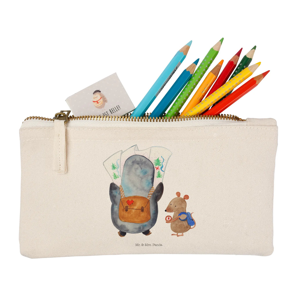 Schminktasche Pinguin & Maus Wanderer Federmappe, kosmetiktäschchen, Kulturtasche, pencil case, utensilientasche, Schlampermäppchen, toiletry bag, Schminktasche, Waschtasche, Etui, Kosmetikbeutel, Stiftemäppchen, Kulturbeutel, beauty tasche, aufbewahrungstasche, Waschbeutel, beauty case, Schminkbeutel, Mäppchen, Kosmetiktasche, aufbewahrungsbeutel, Schminktäschchen, pinsel tasche, Pinguin, Wandern, Wanderlust, Ausflug, Abenteurer, Pinguine, Abenteuer, Roadtrip
