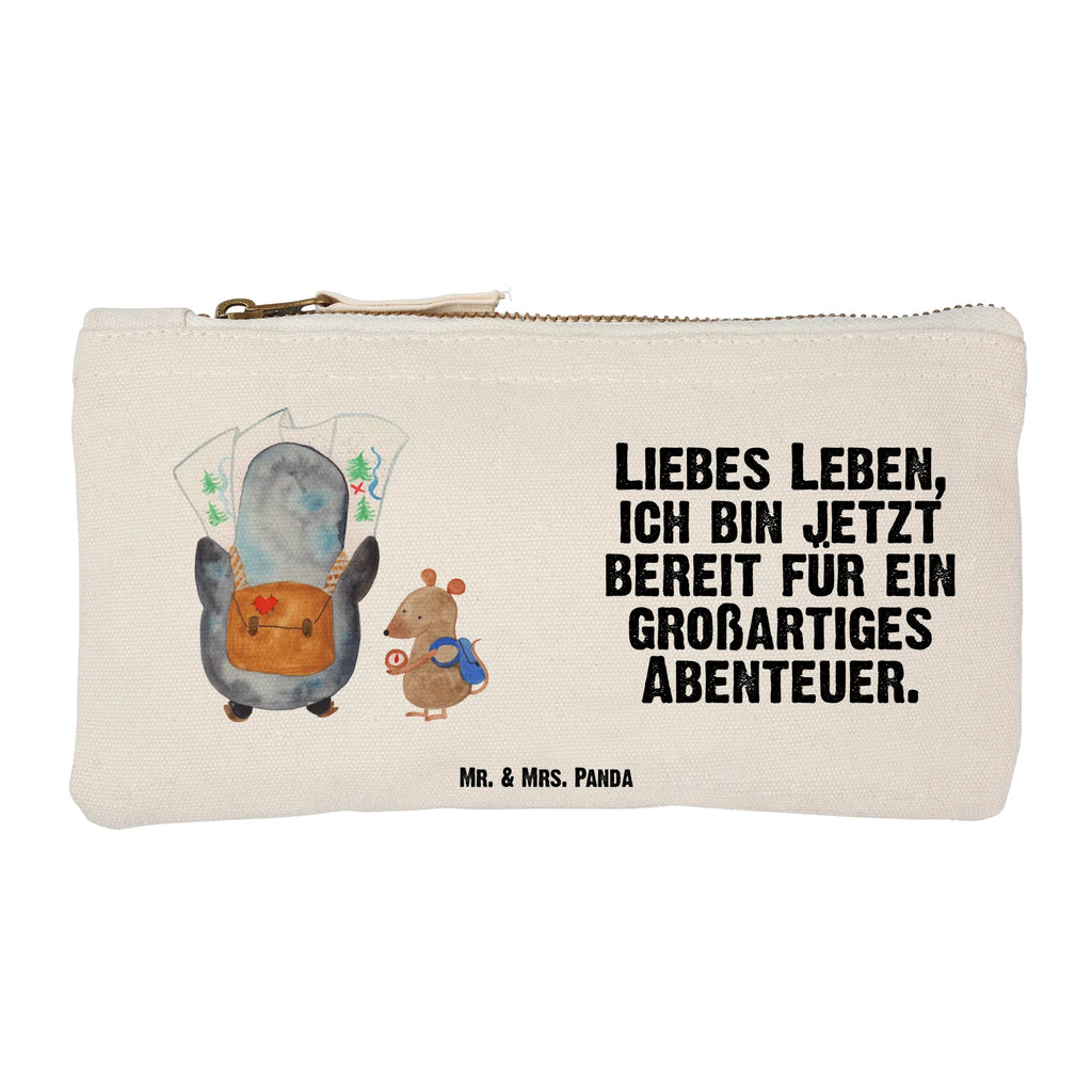 Schminktasche Pinguin & Maus Wanderer Federmappe, kosmetiktäschchen, Kulturtasche, pencil case, utensilientasche, Schlampermäppchen, toiletry bag, Schminktasche, Waschtasche, Etui, Kosmetikbeutel, Stiftemäppchen, Kulturbeutel, beauty tasche, aufbewahrungstasche, Waschbeutel, beauty case, Schminkbeutel, Mäppchen, Kosmetiktasche, aufbewahrungsbeutel, Schminktäschchen, pinsel tasche, Pinguin, Wandern, Wanderlust, Ausflug, Abenteurer, Pinguine, Abenteuer, Roadtrip
