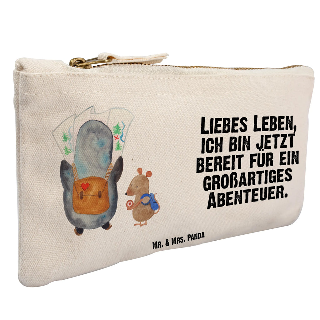 Schminktasche Pinguin & Maus Wanderer Federmappe, kosmetiktäschchen, Kulturtasche, pencil case, utensilientasche, Schlampermäppchen, toiletry bag, Schminktasche, Waschtasche, Etui, Kosmetikbeutel, Stiftemäppchen, Kulturbeutel, beauty tasche, aufbewahrungstasche, Waschbeutel, beauty case, Schminkbeutel, Mäppchen, Kosmetiktasche, aufbewahrungsbeutel, Schminktäschchen, pinsel tasche, Pinguin, Wandern, Wanderlust, Ausflug, Abenteurer, Pinguine, Abenteuer, Roadtrip