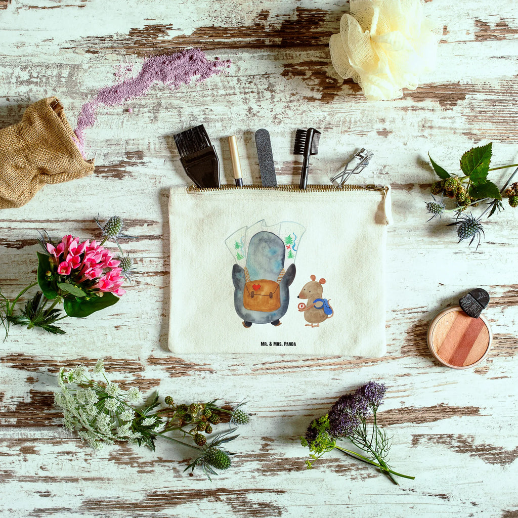Schminktasche Pinguin & Maus Wanderer Federmappe, kosmetiktäschchen, Kulturtasche, pencil case, utensilientasche, Schlampermäppchen, toiletry bag, Schminktasche, Waschtasche, Etui, Kosmetikbeutel, Stiftemäppchen, Kulturbeutel, beauty tasche, aufbewahrungstasche, Waschbeutel, beauty case, Schminkbeutel, Mäppchen, Kosmetiktasche, aufbewahrungsbeutel, Schminktäschchen, pinsel tasche, Pinguin, Wandern, Wanderlust, Ausflug, Abenteurer, Pinguine, Abenteuer, Roadtrip