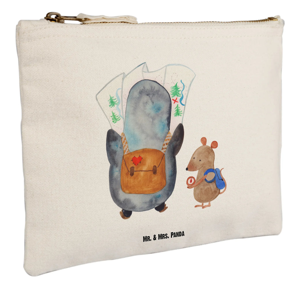 Schminktasche Pinguin & Maus Wanderer Federmappe, kosmetiktäschchen, Kulturtasche, pencil case, utensilientasche, Schlampermäppchen, toiletry bag, Schminktasche, Waschtasche, Etui, Kosmetikbeutel, Stiftemäppchen, Kulturbeutel, beauty tasche, aufbewahrungstasche, Waschbeutel, beauty case, Schminkbeutel, Mäppchen, Kosmetiktasche, aufbewahrungsbeutel, Schminktäschchen, pinsel tasche, Pinguin, Wandern, Wanderlust, Ausflug, Abenteurer, Pinguine, Abenteuer, Roadtrip