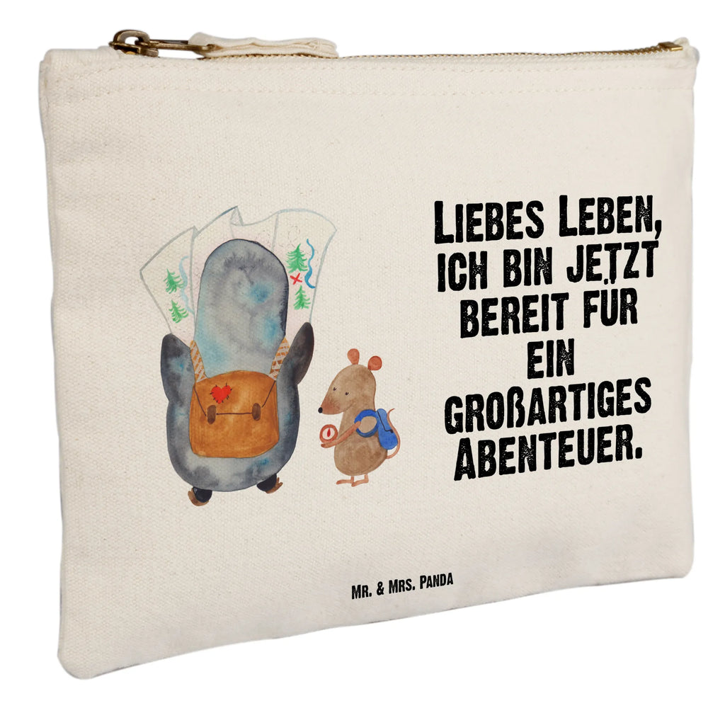 Schminktasche Pinguin & Maus Wanderer Federmappe, kosmetiktäschchen, Kulturtasche, pencil case, utensilientasche, Schlampermäppchen, toiletry bag, Schminktasche, Waschtasche, Etui, Kosmetikbeutel, Stiftemäppchen, Kulturbeutel, beauty tasche, aufbewahrungstasche, Waschbeutel, beauty case, Schminkbeutel, Mäppchen, Kosmetiktasche, aufbewahrungsbeutel, Schminktäschchen, pinsel tasche, Pinguin, Wandern, Wanderlust, Ausflug, Abenteurer, Pinguine, Abenteuer, Roadtrip