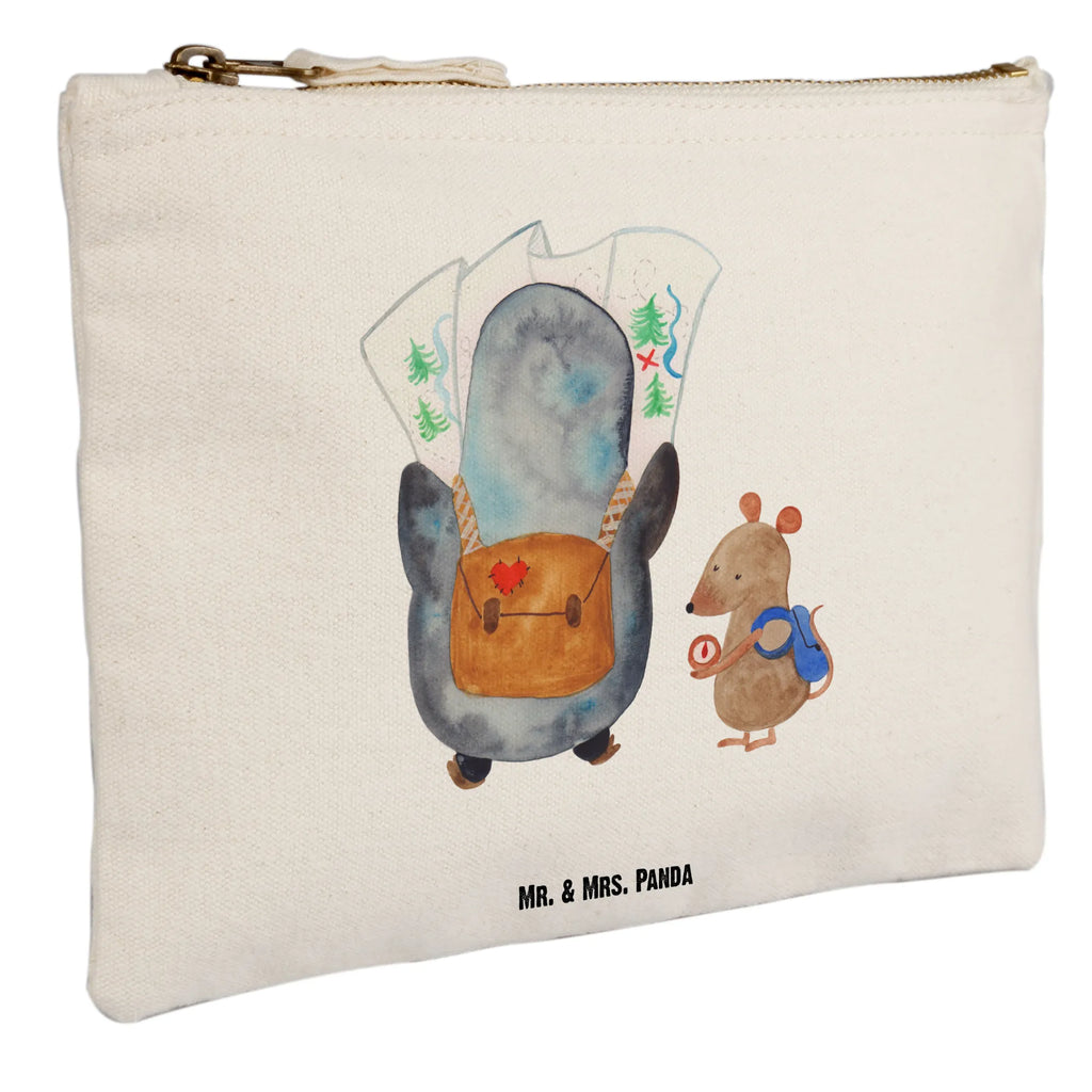 Schminktasche Pinguin & Maus Wanderer Federmappe, kosmetiktäschchen, Kulturtasche, pencil case, utensilientasche, Schlampermäppchen, toiletry bag, Schminktasche, Waschtasche, Etui, Kosmetikbeutel, Stiftemäppchen, Kulturbeutel, beauty tasche, aufbewahrungstasche, Waschbeutel, beauty case, Schminkbeutel, Mäppchen, Kosmetiktasche, aufbewahrungsbeutel, Schminktäschchen, pinsel tasche, Pinguin, Wandern, Wanderlust, Ausflug, Abenteurer, Pinguine, Abenteuer, Roadtrip