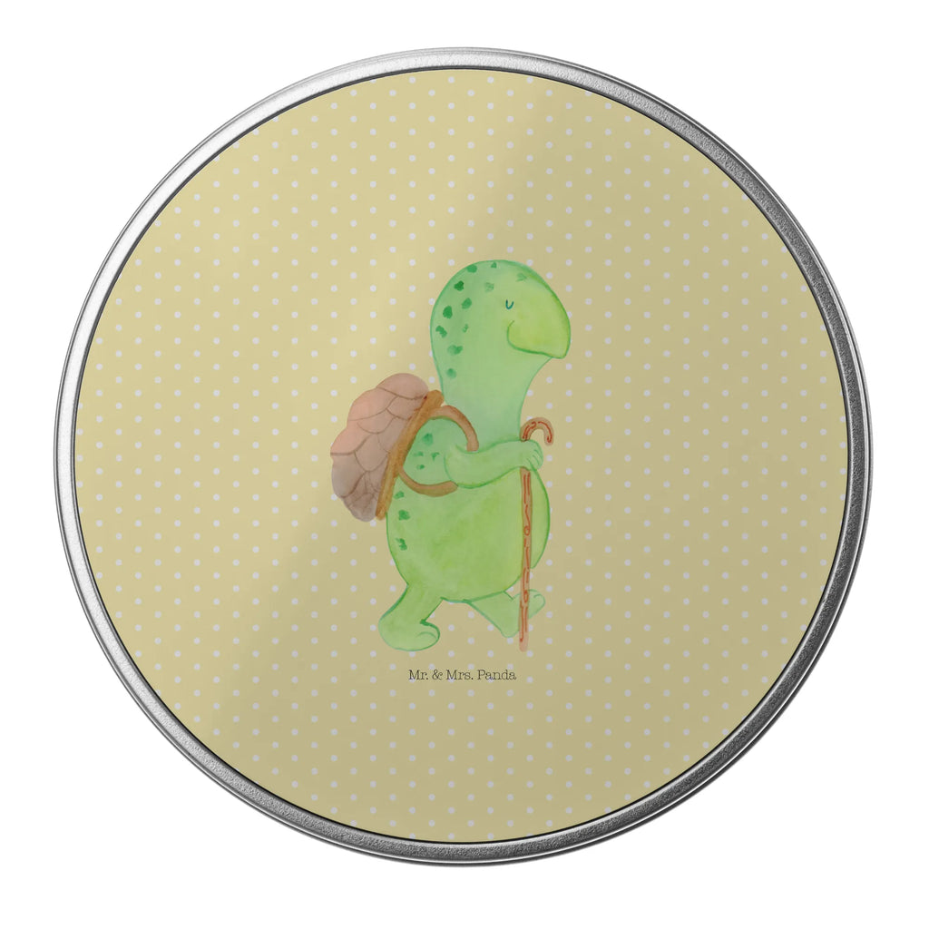 okrągła puszka z blachy żółw Wędrowiec Skałka