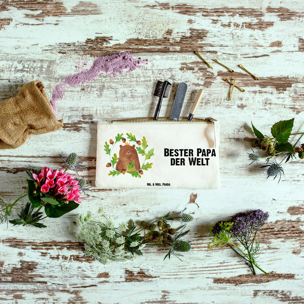 torebka na makijaż Niedźwiedź król Schlampermäppchen, pencil case, utensilientasche, Waschbeutel, Etui, Mäppchen, Kulturbeutel, Stiftemäppchen, kosmetiktäschchen, Kulturtasche, toiletry bag, Schminktäschchen, beauty case, Schminkbeutel, beauty tasche, Federmappe, Kosmetiktasche, Kosmetikbeutel, aufbewahrungstasche, aufbewahrungsbeutel, pinsel tasche, Waschtasche, Schminktasche, Bär, Teddybär, Teddy, Dad, Daddy, Vater, Weltbester Papa, Papa, Papi, Papa Bär, Bester Vater, Vatertag, Bester Papa