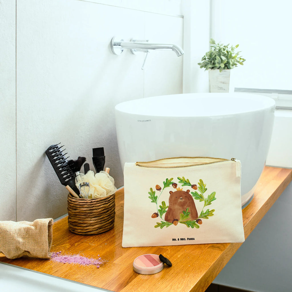 torebka na makijaż Niedźwiedź król Schlampermäppchen, pencil case, utensilientasche, Waschbeutel, Etui, Mäppchen, Kulturbeutel, Stiftemäppchen, kosmetiktäschchen, Kulturtasche, toiletry bag, Schminktäschchen, beauty case, Schminkbeutel, beauty tasche, Federmappe, Kosmetiktasche, Kosmetikbeutel, aufbewahrungstasche, aufbewahrungsbeutel, pinsel tasche, Waschtasche, Schminktasche, Bär, Teddybär, Teddy, Dad, Daddy, Vater, Weltbester Papa, Papa, Papi, Papa Bär, Bester Vater, Vatertag, Bester Papa