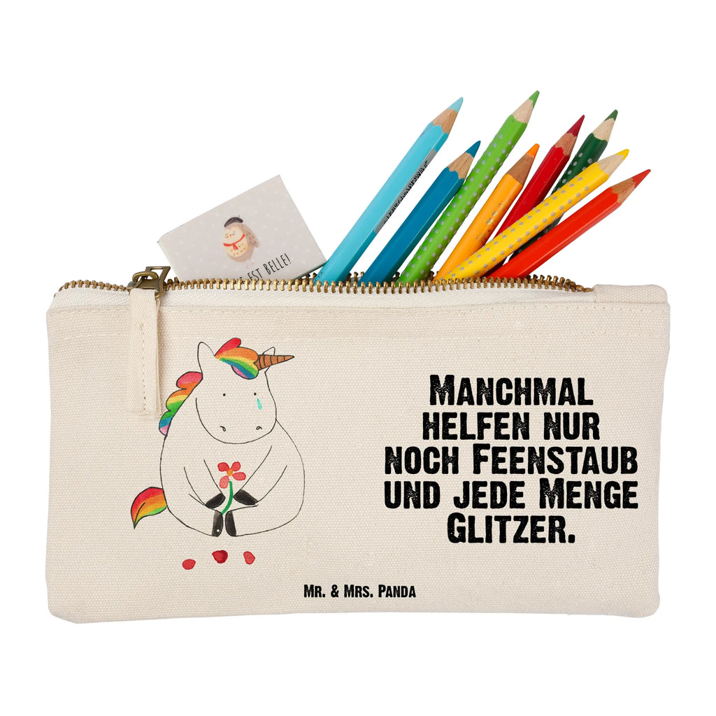 Make-up bag unicorn Sad Stiftemäppchen, pinsel tasche, Kosmetiktasche, toiletry bag, Schminkbeutel, Mäppchen, Schminktasche, Etui, Schlampermäppchen, Kosmetikbeutel, Federmappe, Schminktäschchen, aufbewahrungstasche, pencil case, Kulturbeutel, utensilientasche, beauty case, Waschbeutel, kosmetiktäschchen, aufbewahrungsbeutel, beauty tasche, Waschtasche, Kulturtasche, Einhörner, Unicorn, Einhorn, Einhorn Deko, Grußkarte, Trösten. Freundschaft, Trauer, Freunde, Liebe, Blume, Glitzer