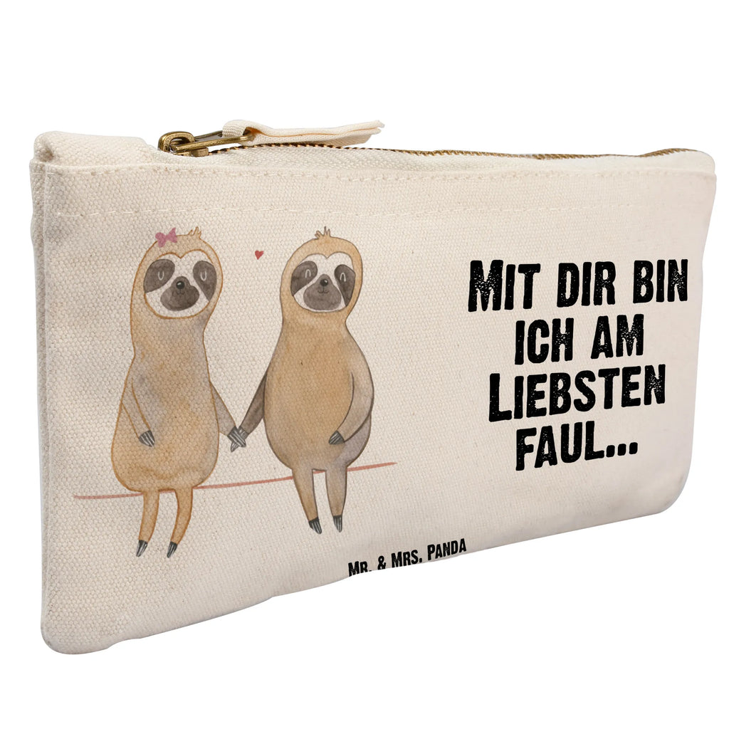 Schminktasche Faultier Pärchen toiletry bag, beauty case, Schlampermäppchen, Kosmetiktasche, Kulturtasche, beauty tasche, Kulturbeutel, Schminkbeutel, aufbewahrungstasche, kosmetiktäschchen, utensilientasche, Federmappe, Mäppchen, Kosmetikbeutel, pinsel tasche, Schminktasche, Stiftemäppchen, Waschbeutel, aufbewahrungsbeutel, Etui, pencil case, Schminktäschchen, Waschtasche, Faultier, Faultier Geschenk, Faultier Deko, Faultierpärchen, Liebespaar, Faultiere, Relaxen, Verlobt, Beziehung, faul, Faultierliebe, Gemeinsam, Liebe, Pärchen, Verliebt, Langsamkeit, Lieblingstier