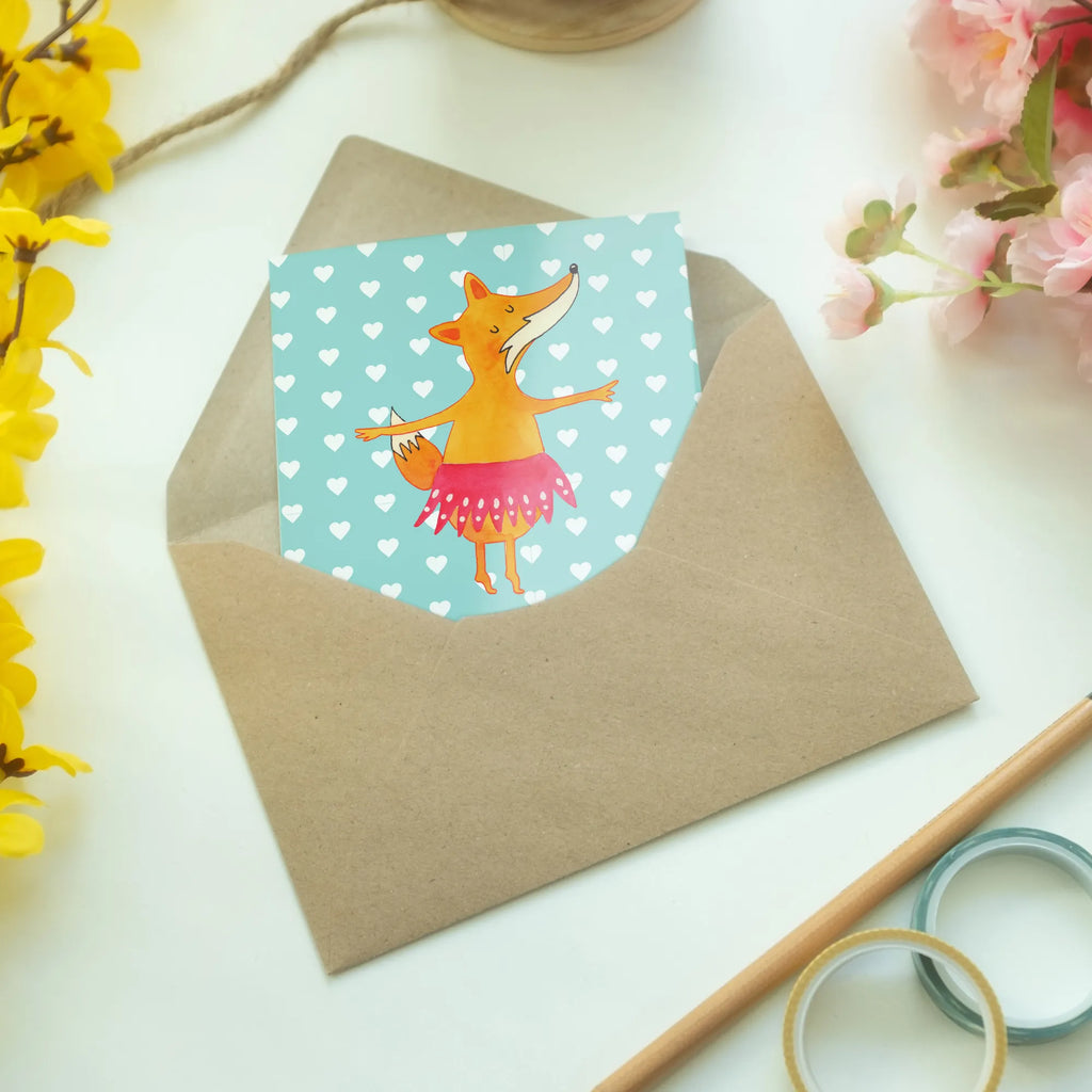 Grußkarte Fuchs Ballerina Karte, Klappkarte, Geburtstagskarte, Ansichtskarten, Grußkarte, Hochzeitskarte, Glückwunschkarte, Einladungskarte, Fuchs, Einladung, Geburtstag, Fuchs Spruch, Füchse, Party, Tanzen, Ballerina, Tänzerin, Ballett, Füchsin