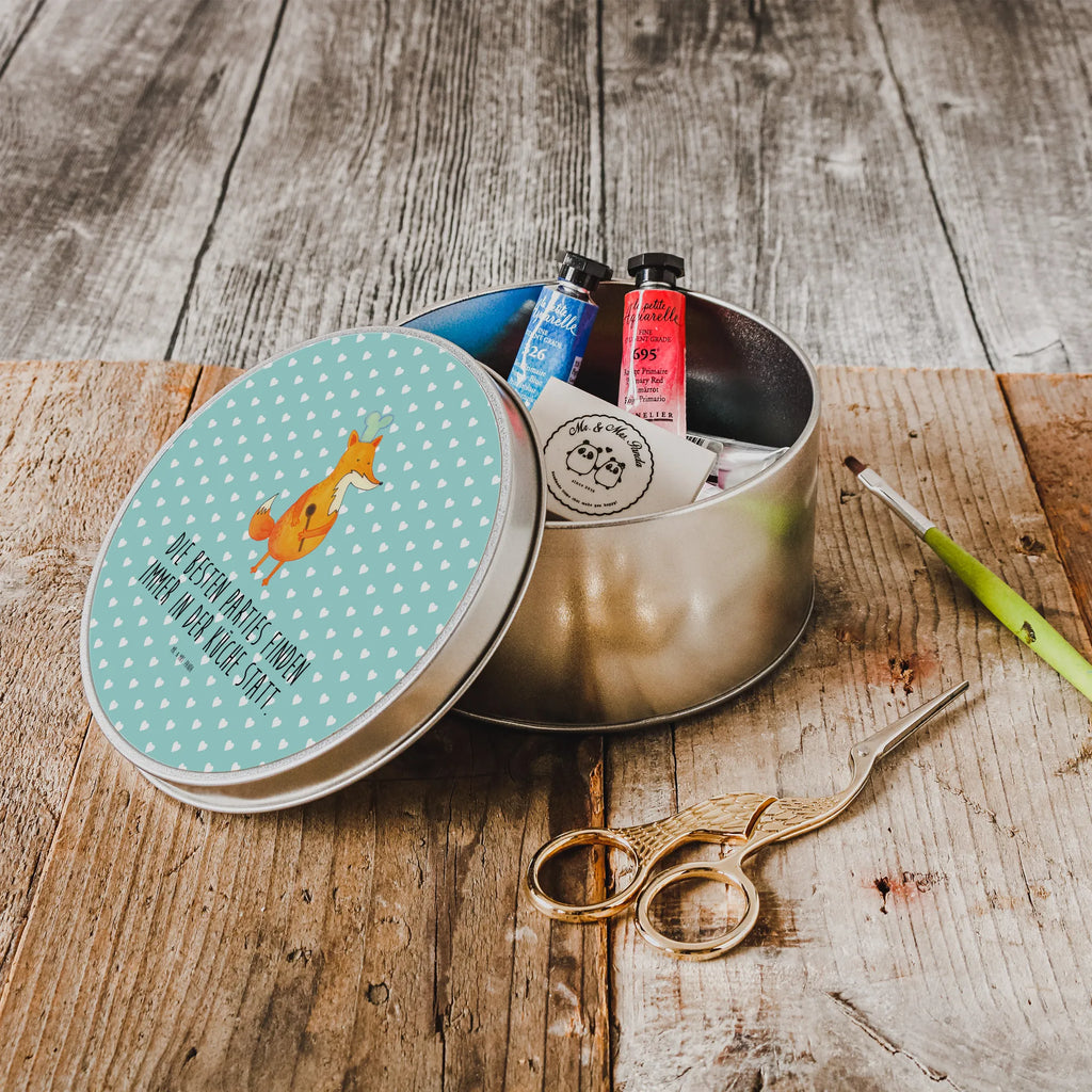 Round tin Fox A cook cookie tin, storage tin, tin, storage, tin can, gift box, fox, foxes, forest wildlife, clever as a fox, animal lover, Kitchen slogan, Kitchen decoration, Chefs, Fox, Cook gift, Slogan funny, Baker, Party slogan, funny