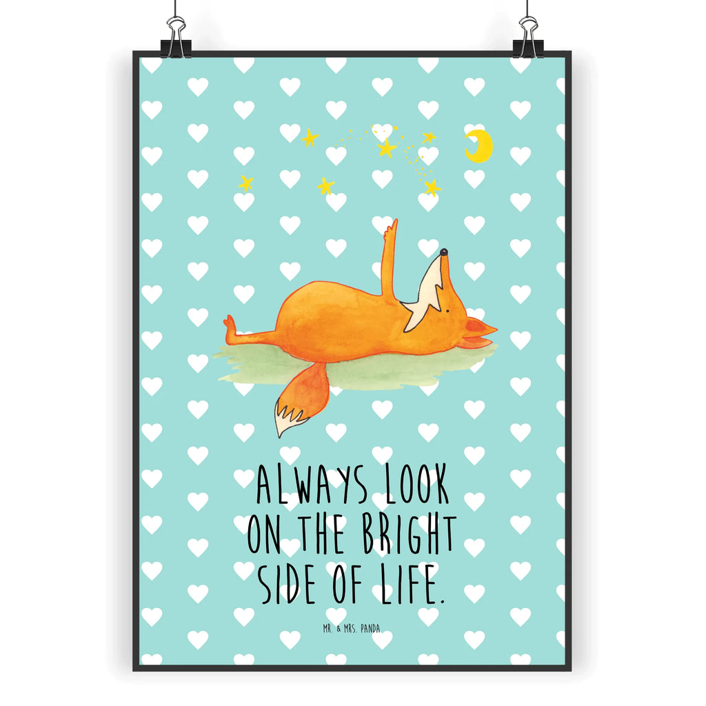 Poster Fox Stars Wanddekoration, Kunstdruck, Wandposter, Bild, Wanddeko, Küchenposter, Wanddeko Bild, Designposter, Raumdekoration, Poster, Posterdruck, Mr. & Mrs. Panda Poster, Kinderposter, Handgemaltes Poster, Fuchs, Romantik, Füchse, Spruch positiv, Always Look on the Bright Side of Life, tröstende Worte, Spruch schön