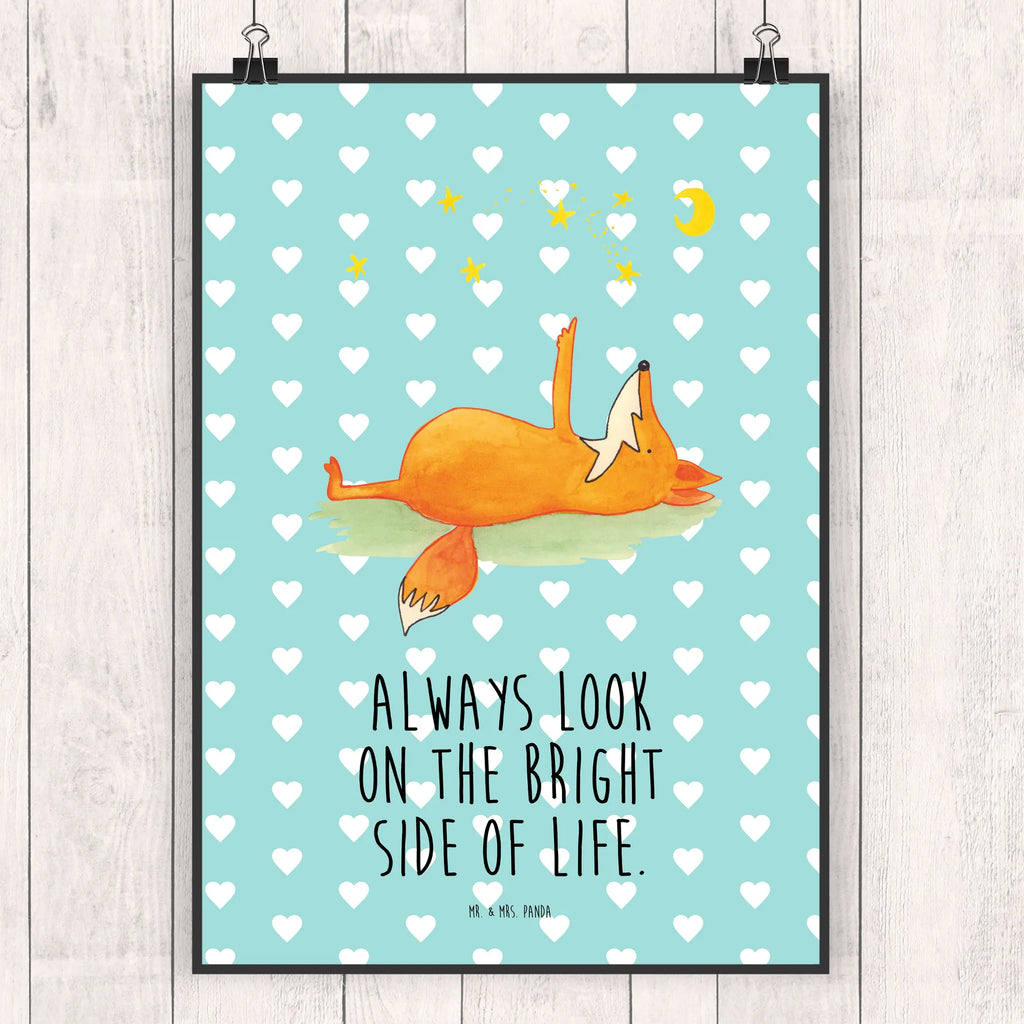 Poster Fox Stars Wanddekoration, Kunstdruck, Wandposter, Bild, Wanddeko, Küchenposter, Wanddeko Bild, Designposter, Raumdekoration, Poster, Posterdruck, Mr. & Mrs. Panda Poster, Kinderposter, Handgemaltes Poster, Fuchs, Romantik, Füchse, Spruch positiv, Always Look on the Bright Side of Life, tröstende Worte, Spruch schön